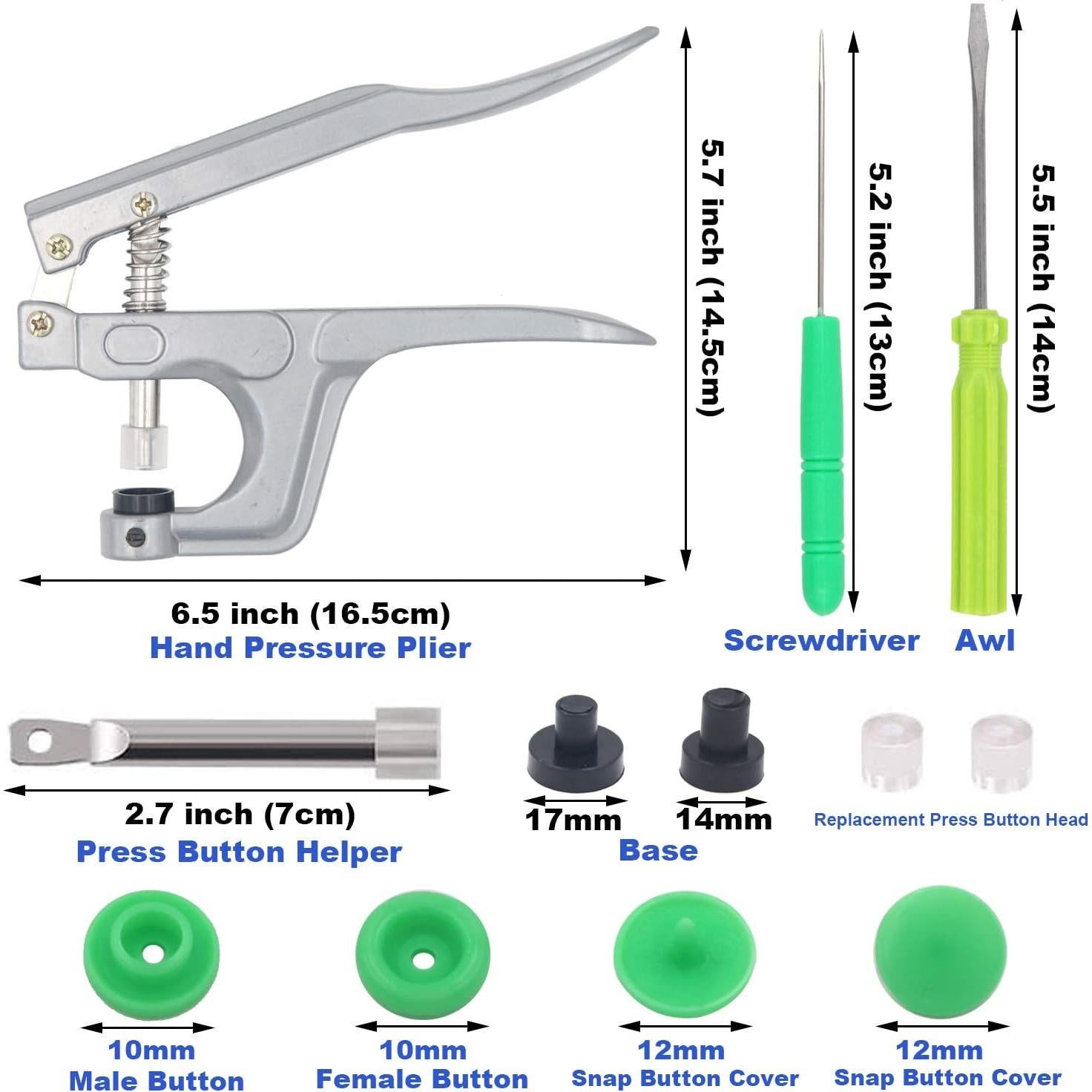 Kit de Botones a Presión EuTengHao 1440 Piezas T5 con Alicates