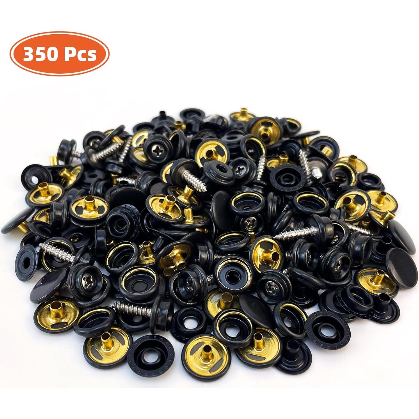 Kit de Botones Marinos HAPDEN 350 Pcs Acero Inoxidable Negro