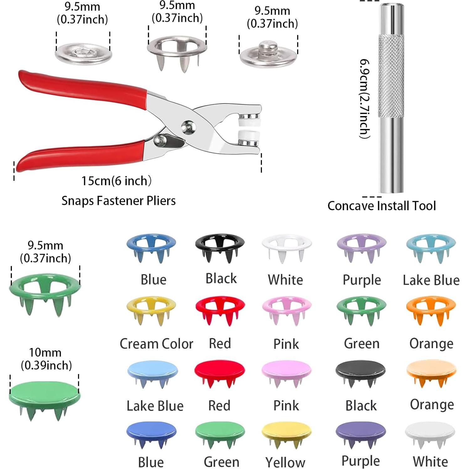 Kit de Botones a Presión JOJOPLAY 800 Piezas 10 Colores