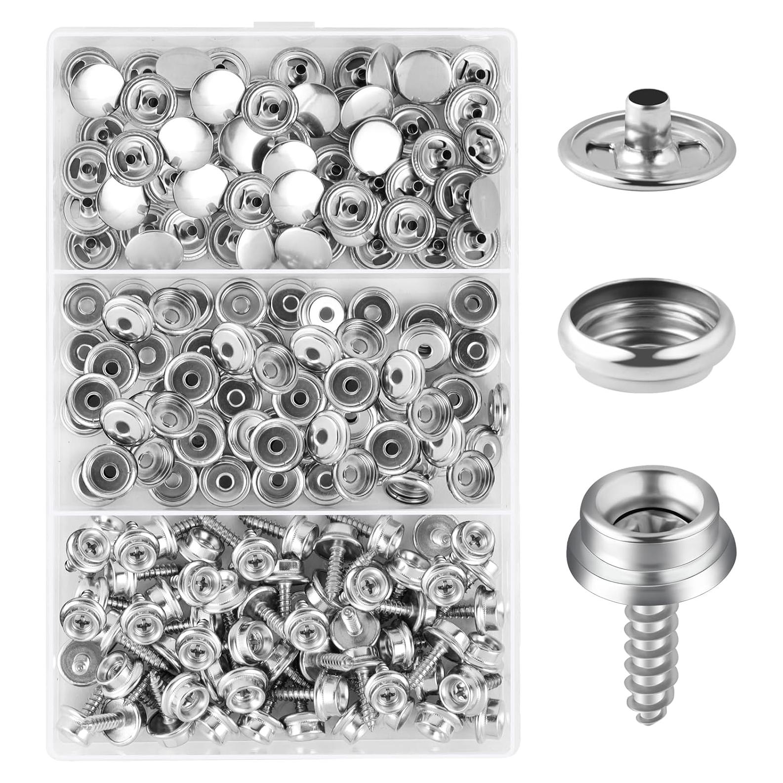 Kit de 152 Broches de Presión Hicdaw Acero Inoxidable 15mm