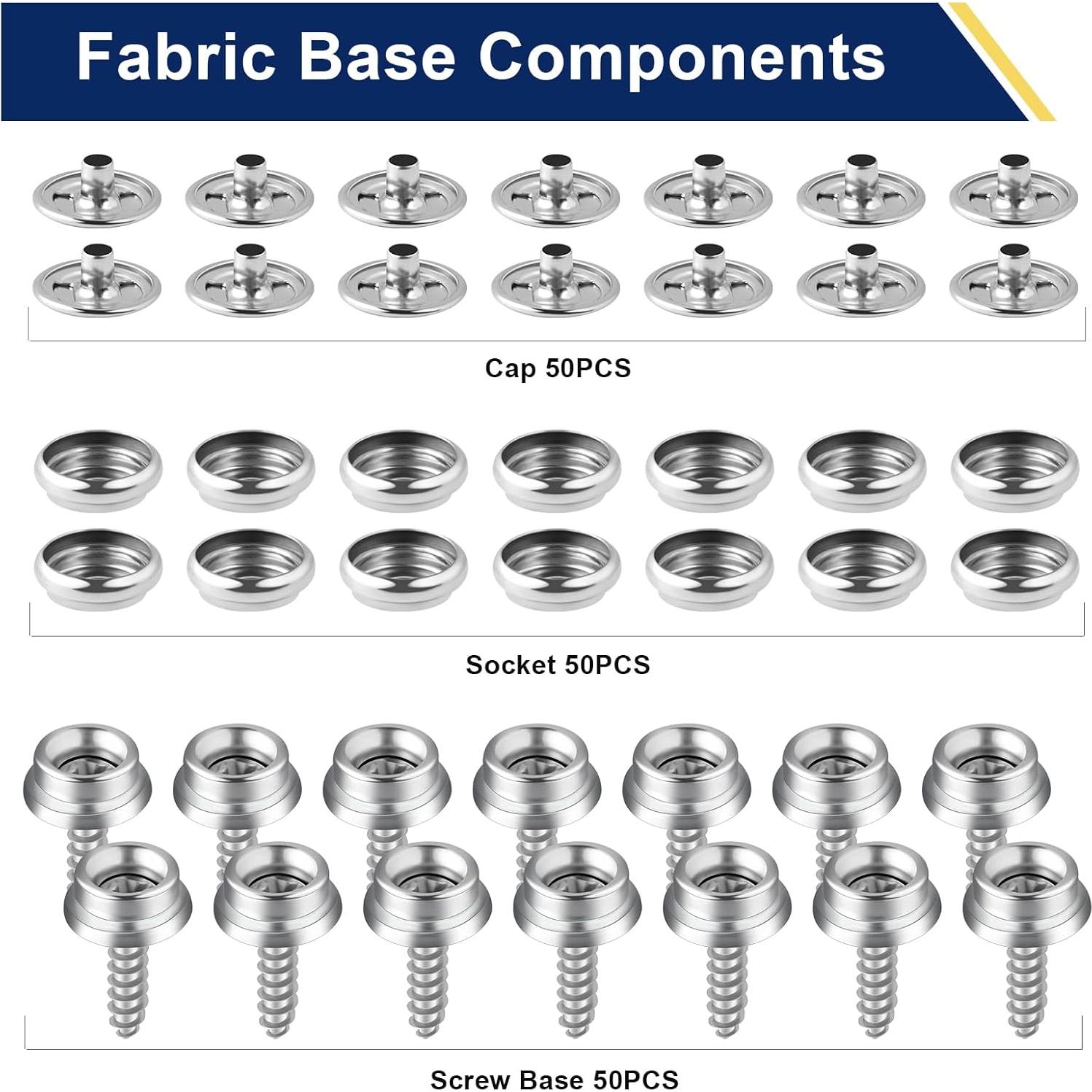 Kit de 152 Broches de Presión Hicdaw Acero Inoxidable 15mm