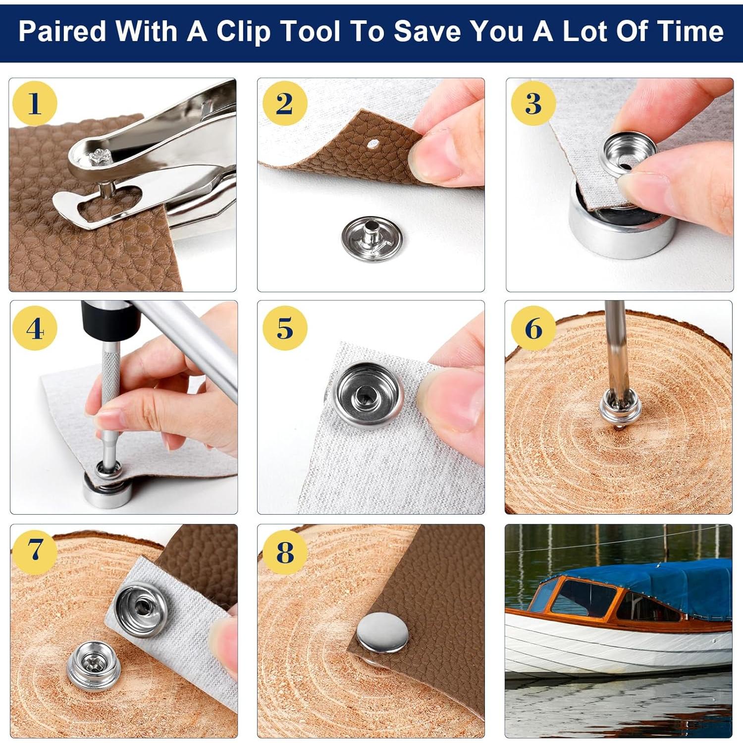 Kit de 152 Broches de Presión Hicdaw Acero Inoxidable 15mm