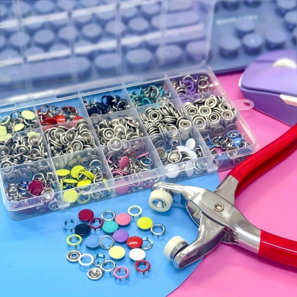 Kit de Herramientas para Botones a Presión FUPUAII 10 Colores 9.5mm