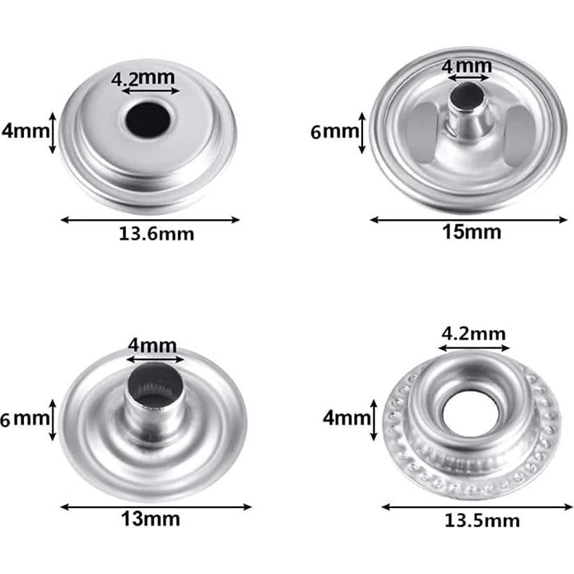 Kit de Broches de Presión Acero Inoxidable 200 Piezas BetterJonny