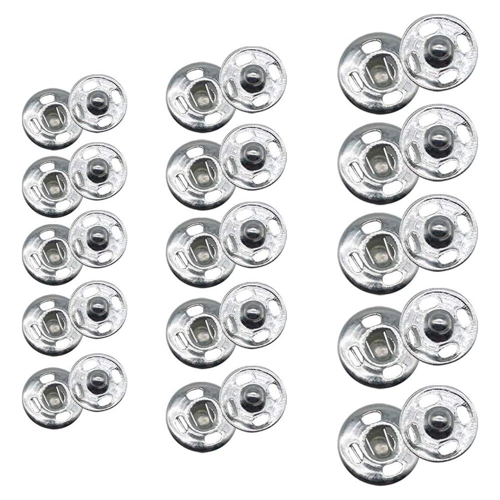 120 Botones a Presión Plateados JOSDIOX - 8mm, 10mm, 13mm