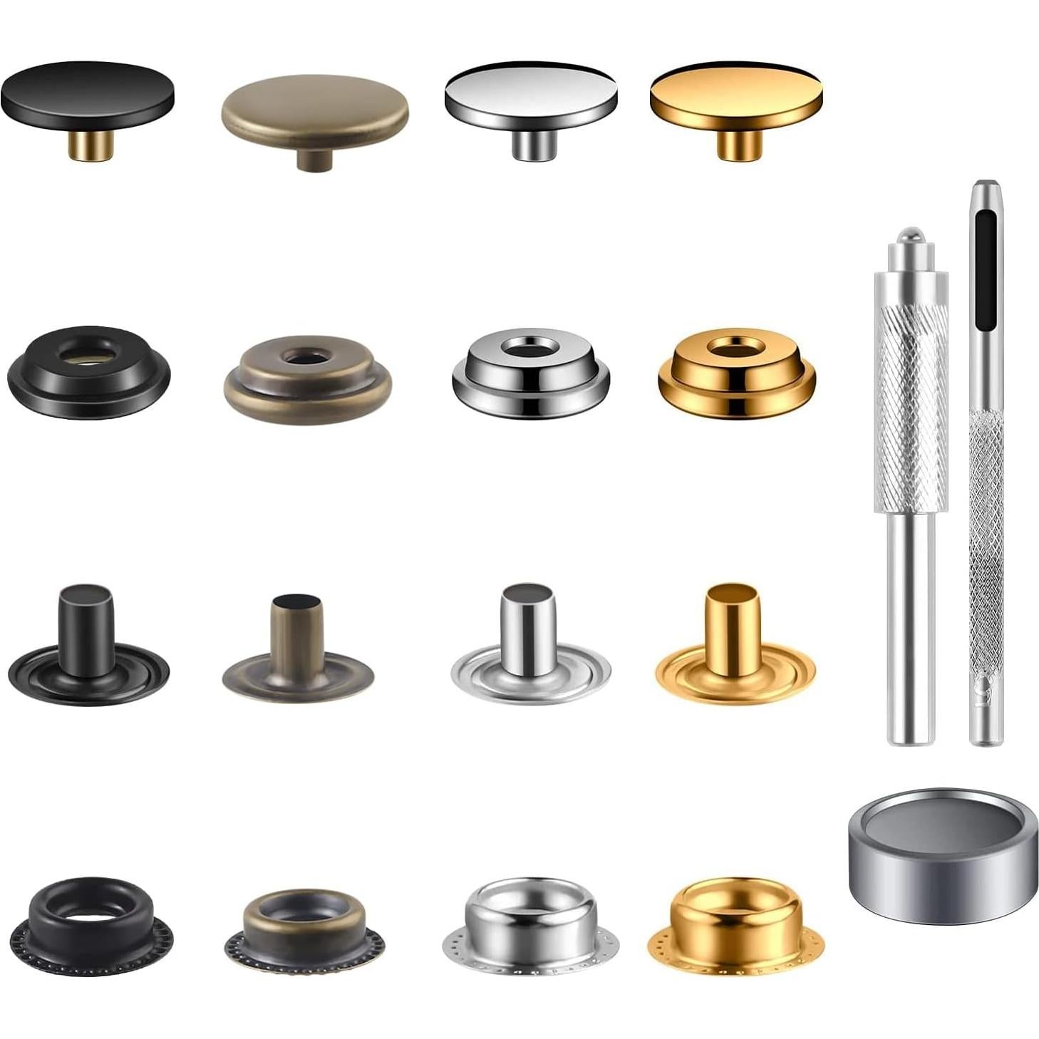 Kit de 400 Piezas Botones a Presión Moocci 15mm 4 Colores