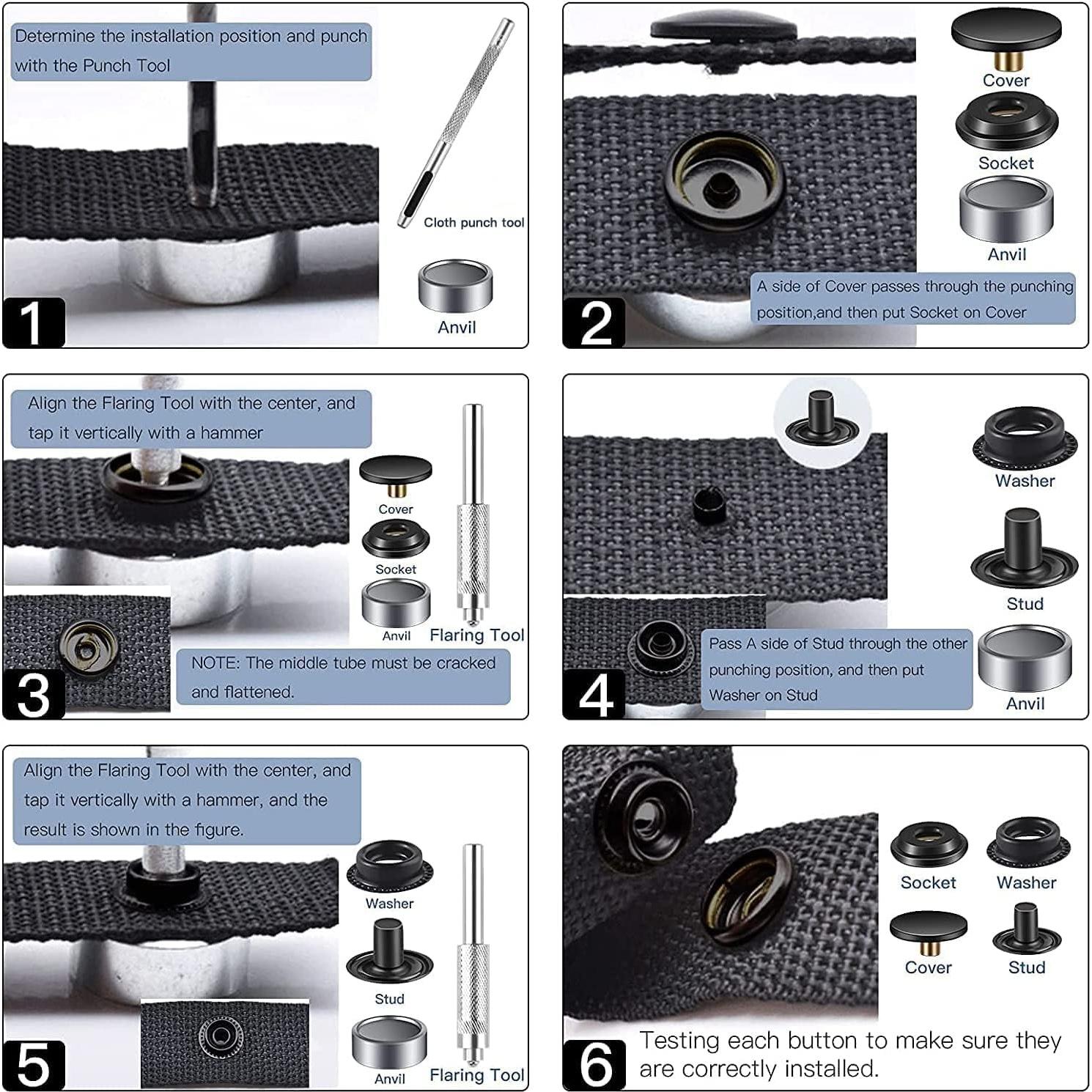 Kit de 400 Piezas Botones a Presión Moocci 15mm 4 Colores