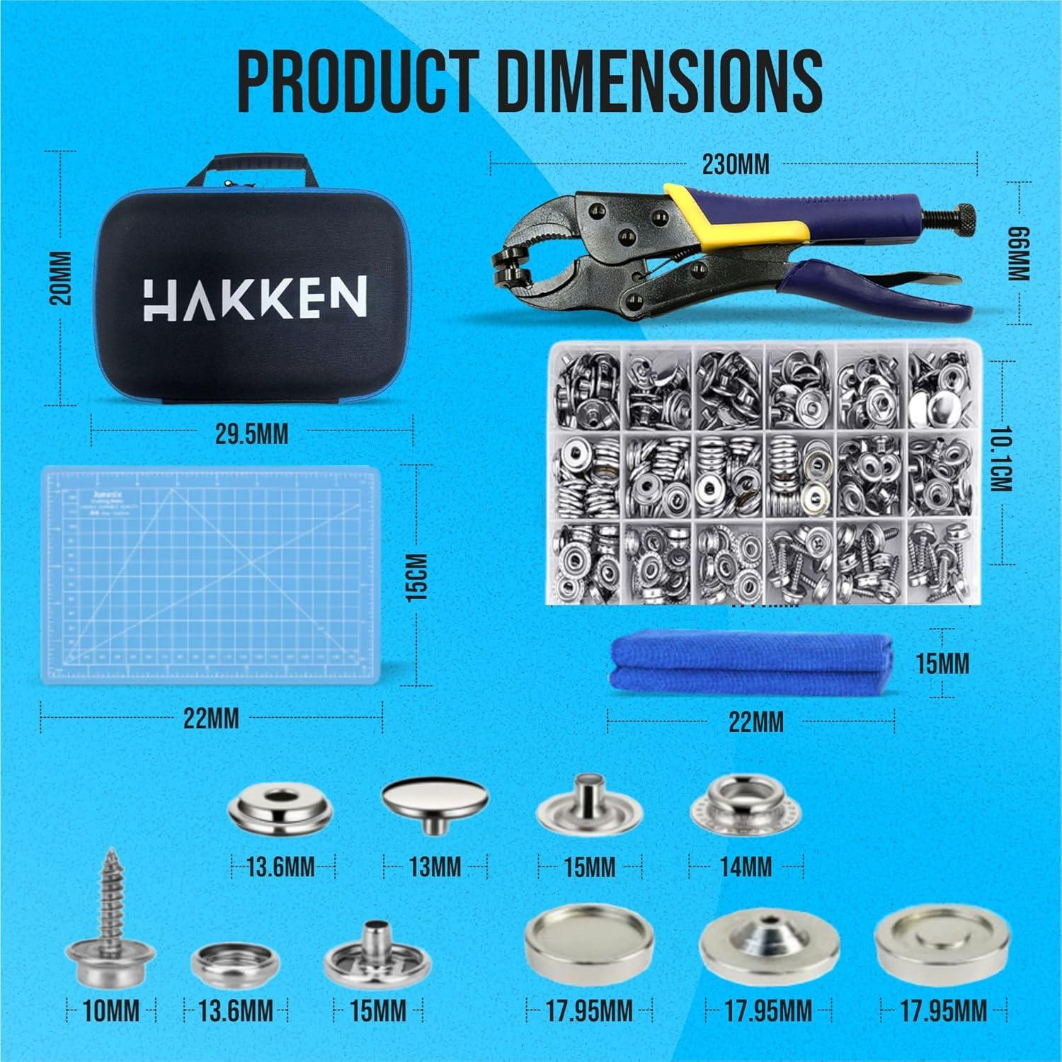 Herramienta de Botón a Presión HAKKEN 15mm con 210 Botones
