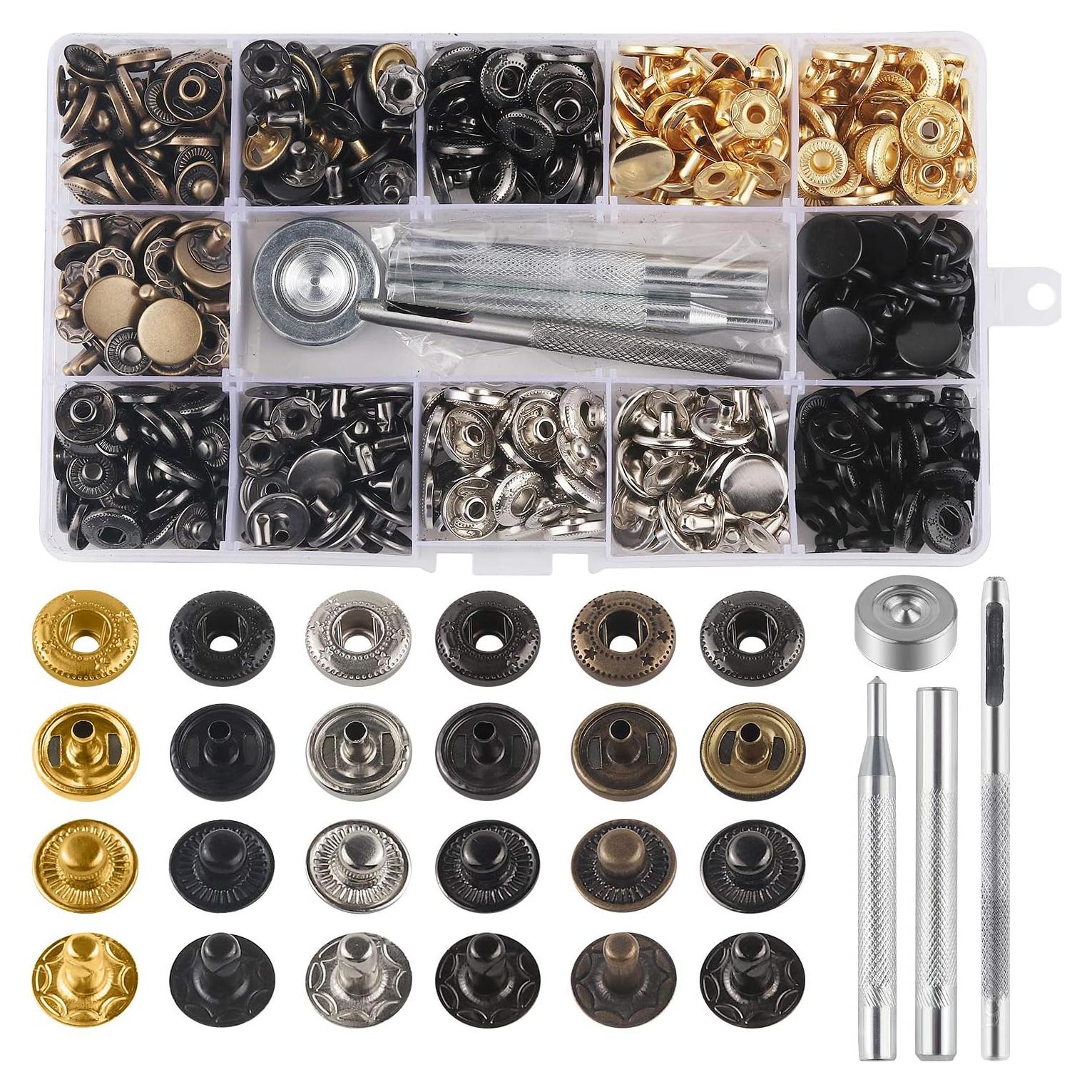 Kit de 132 Botones de Presión MSDADA 12.5 mm para Ropa y Cuero