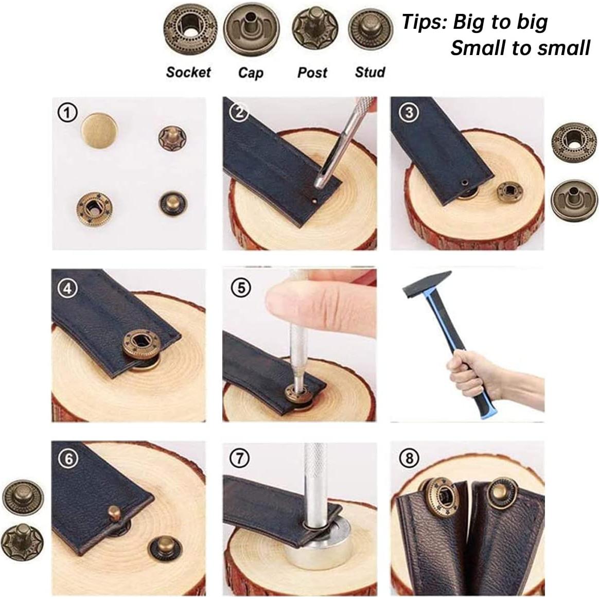 Kit de 132 Botones de Presión MSDADA 12.5 mm para Ropa y Cuero