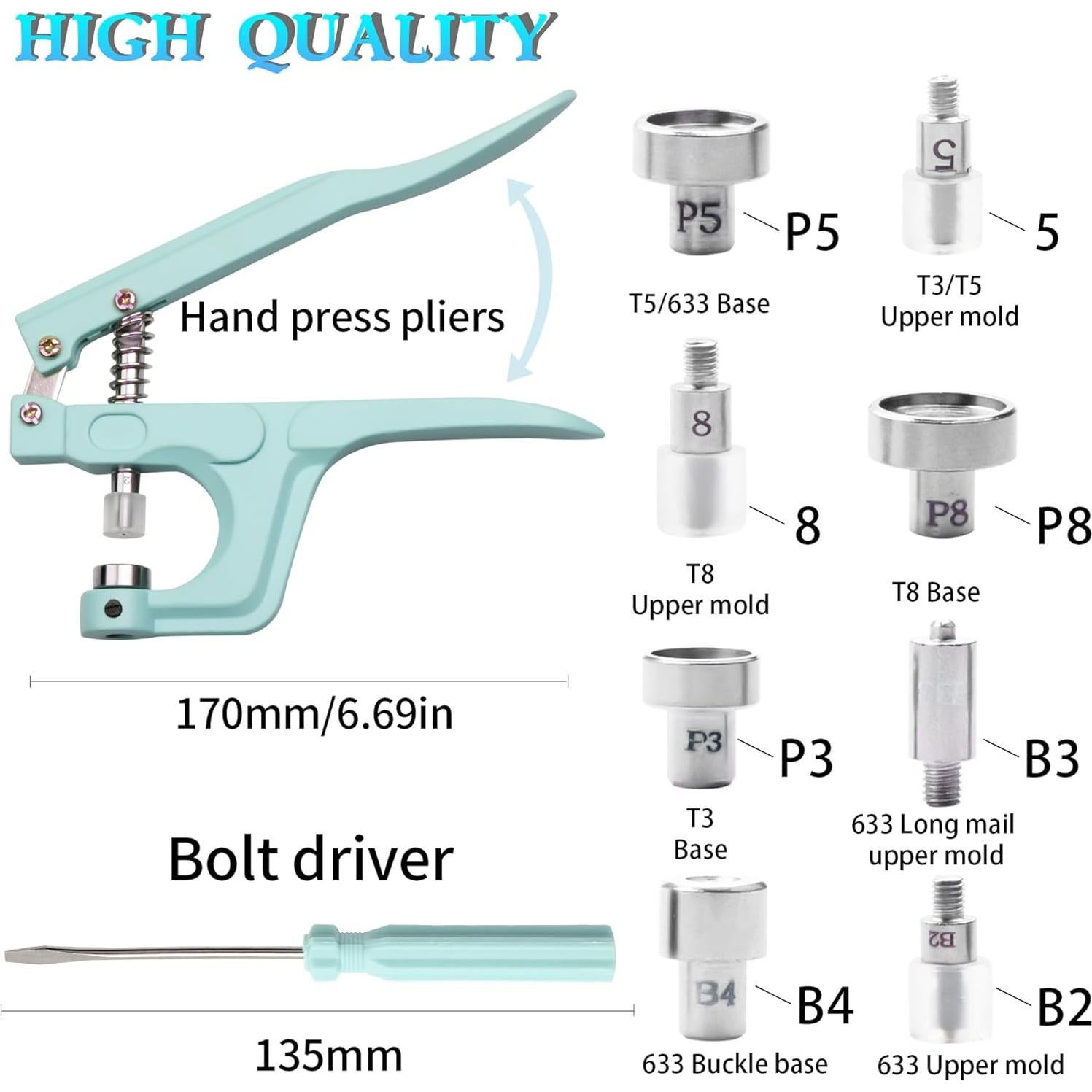 Kit de Botones a Presión YUSBUTON 140PCS Metal y Plástico