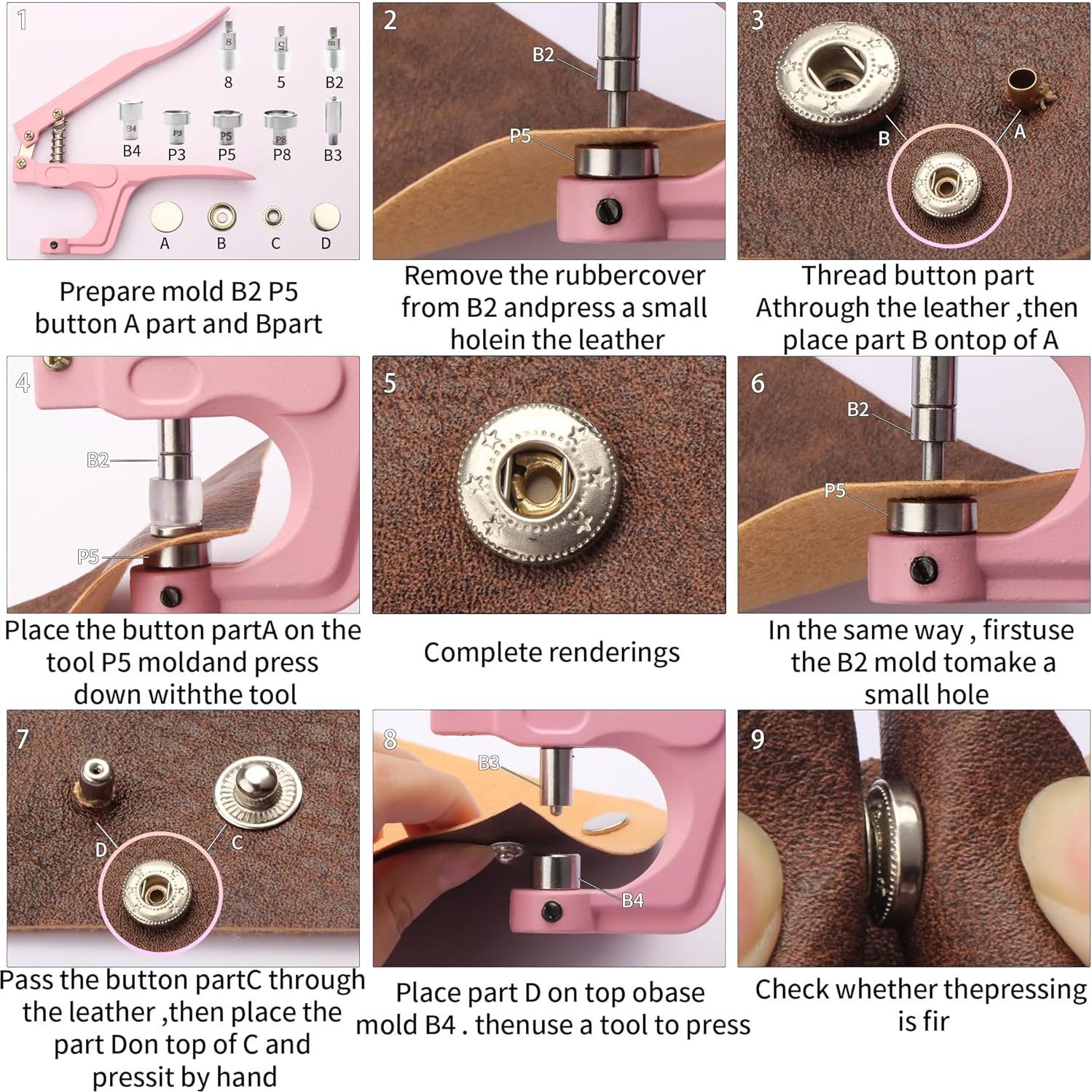 Kit de Botones a Presión YUSBUTON 140PCS Metal y Plástico