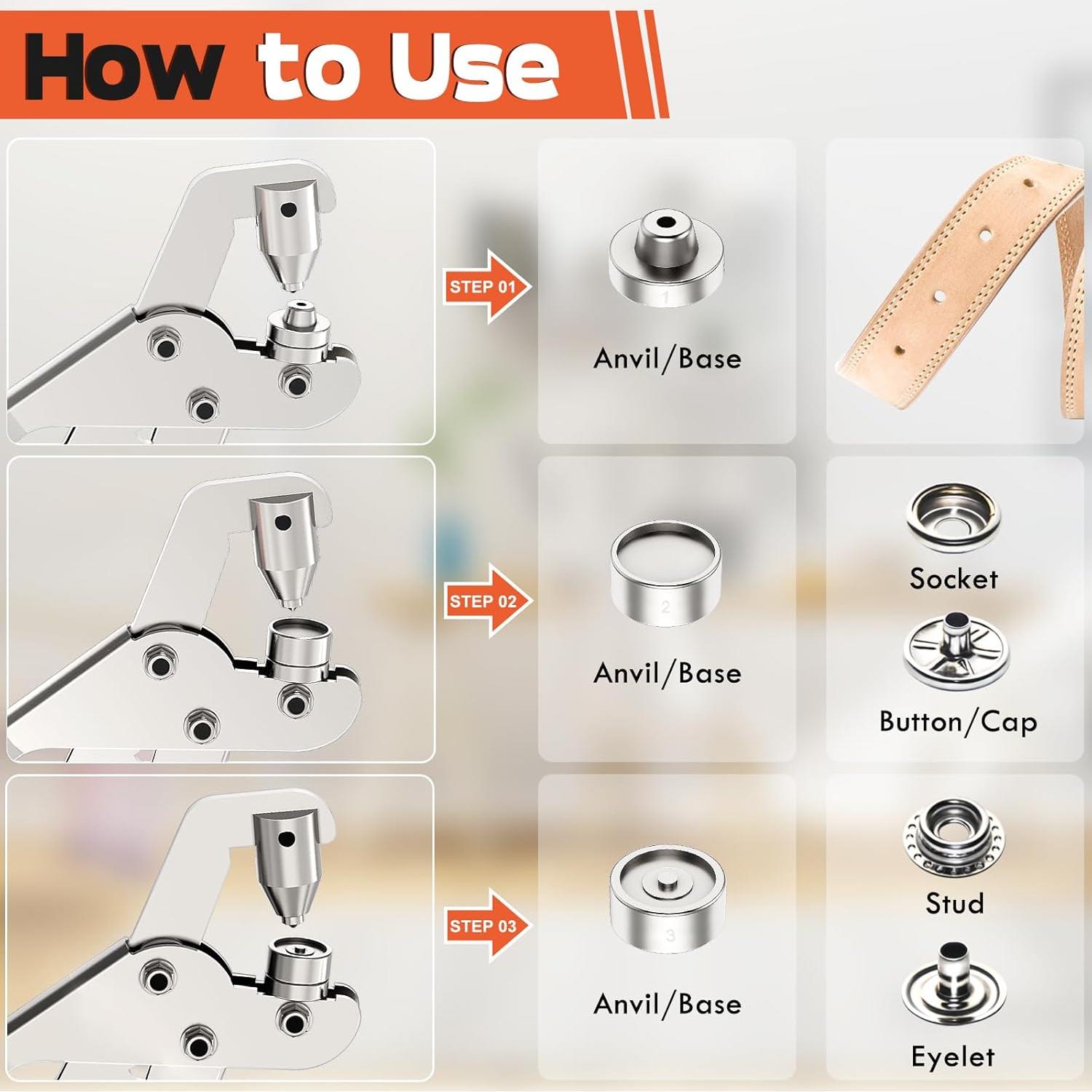 Kit de Botones a Presión NEU MASTER 140 Piezas con Herramienta