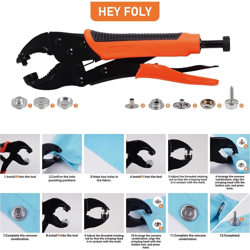 Kit de Herramientas de Botones a Presión HEY FOLY 80 Piezas