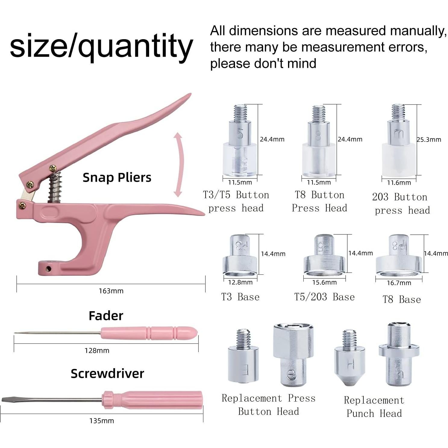 Juego de Botones y Alicates LYNDA 300 Piezas Rosa