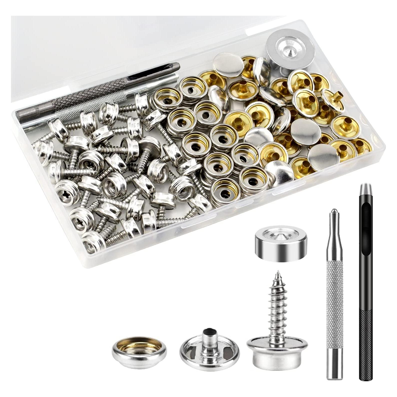 Kit de Botones de Lona XRIHSNAVI 90 PCS Acero Inoxidable Marino