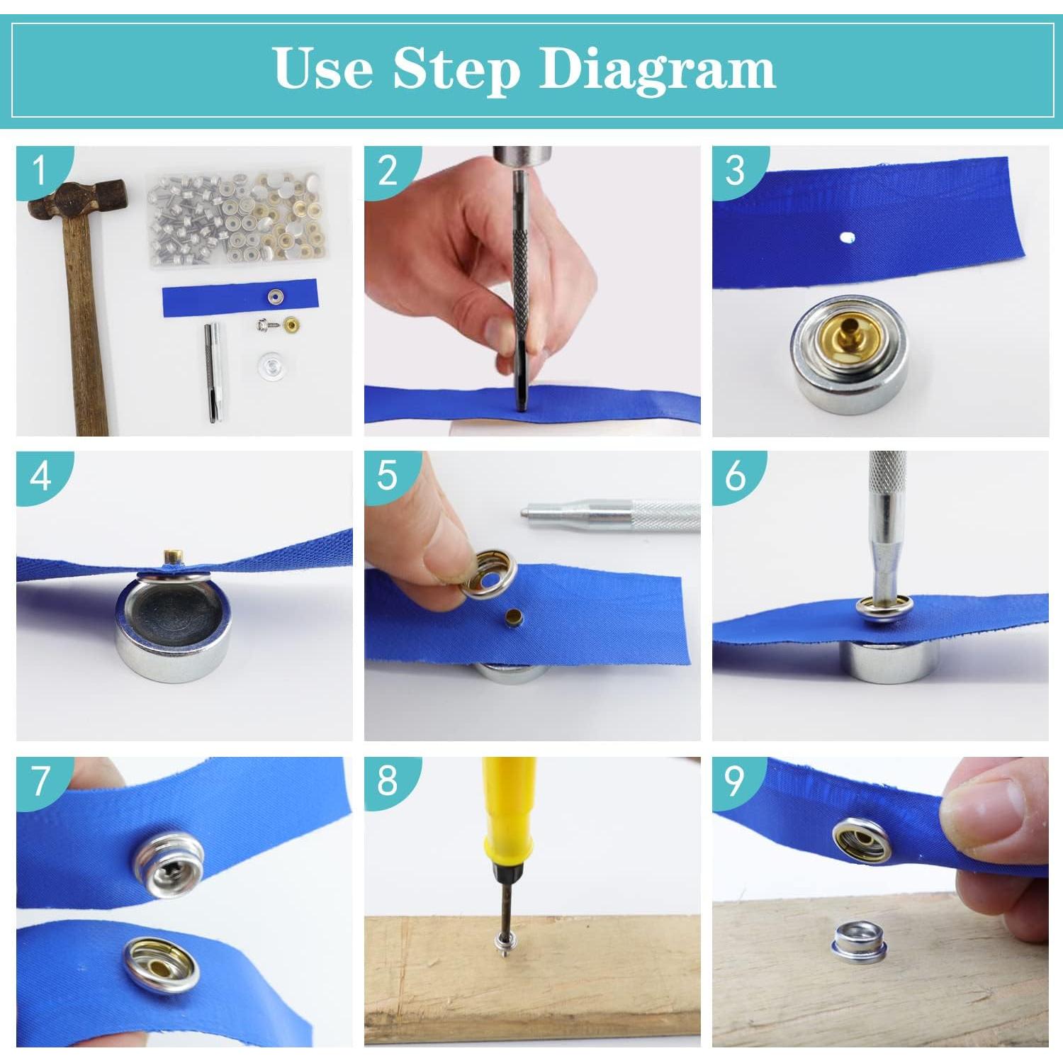 Kit de Botones de Lona XRIHSNAVI 90 PCS Acero Inoxidable Marino