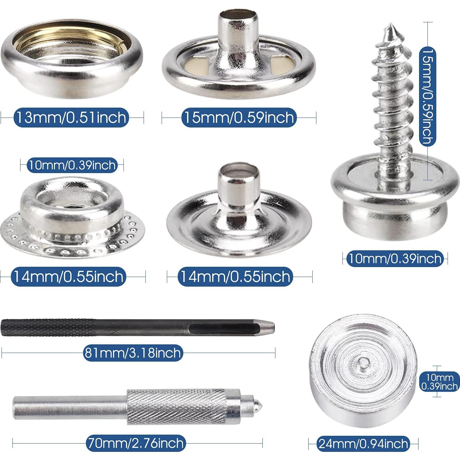 Kit de Botones de Lona 323 Piezas Meifuly Acero Inoxidable