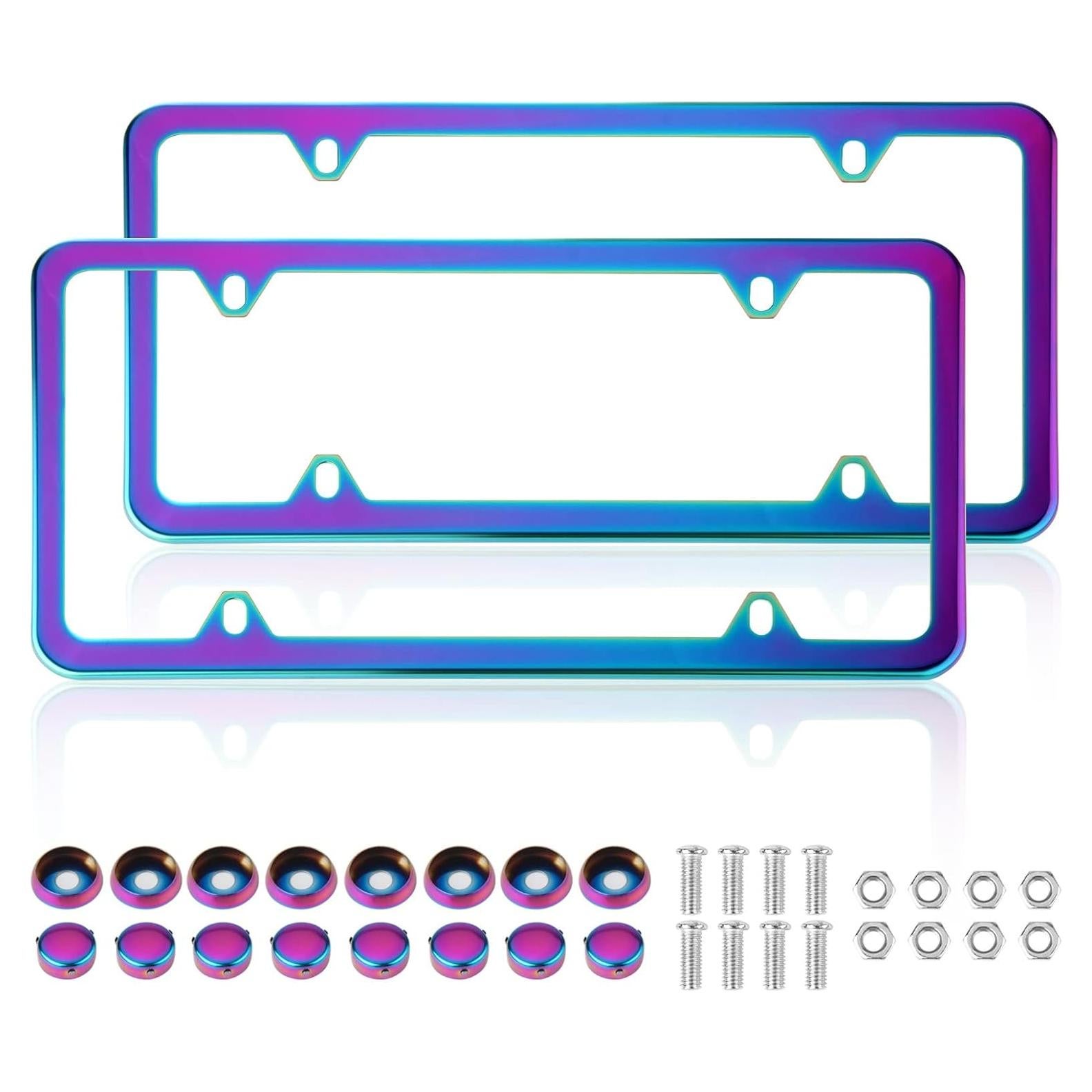 Marco de Placa de Licencia Iridiscente BootupGer - Acero Inoxidable