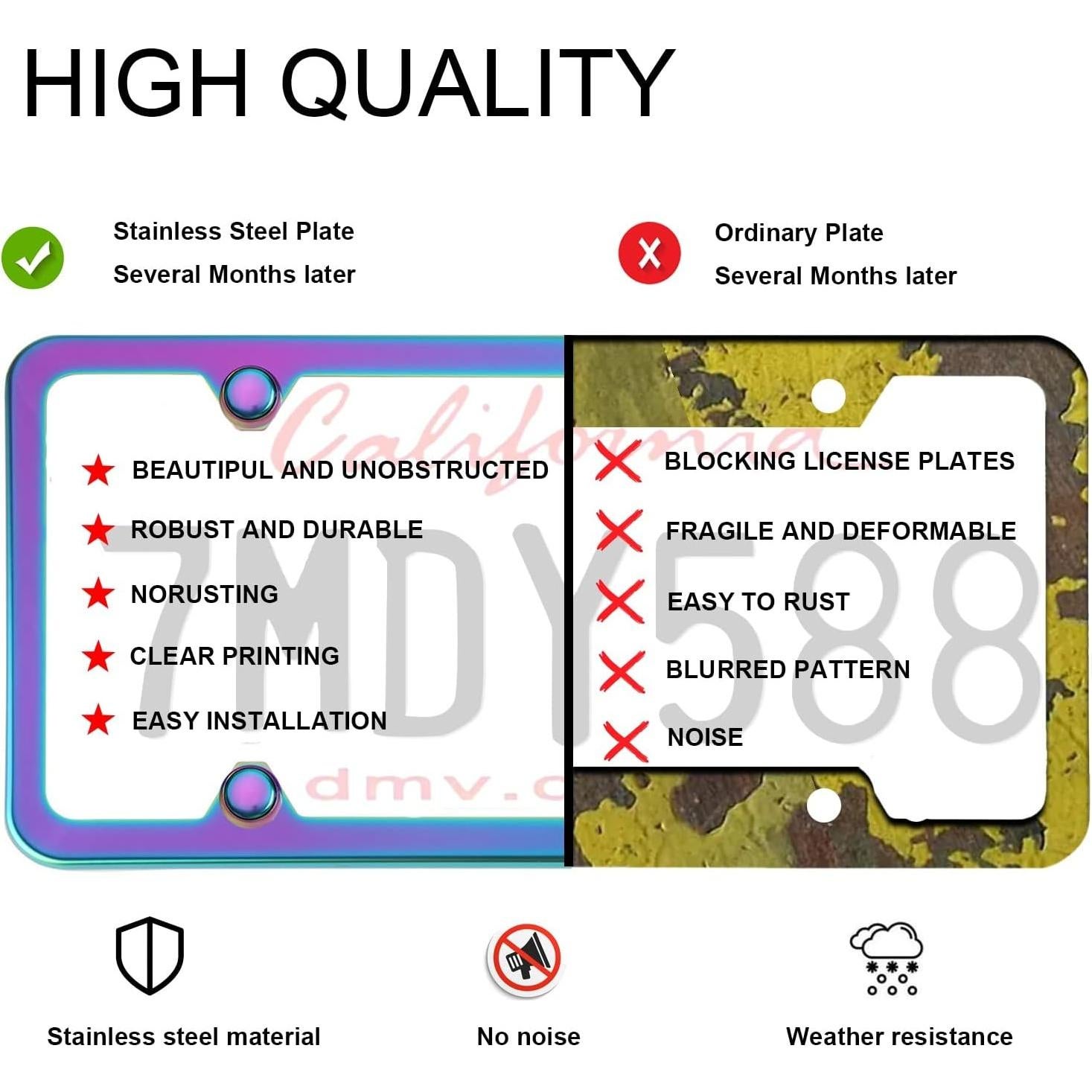 Marco de Placa de Licencia Iridiscente BootupGer - Acero Inoxidable