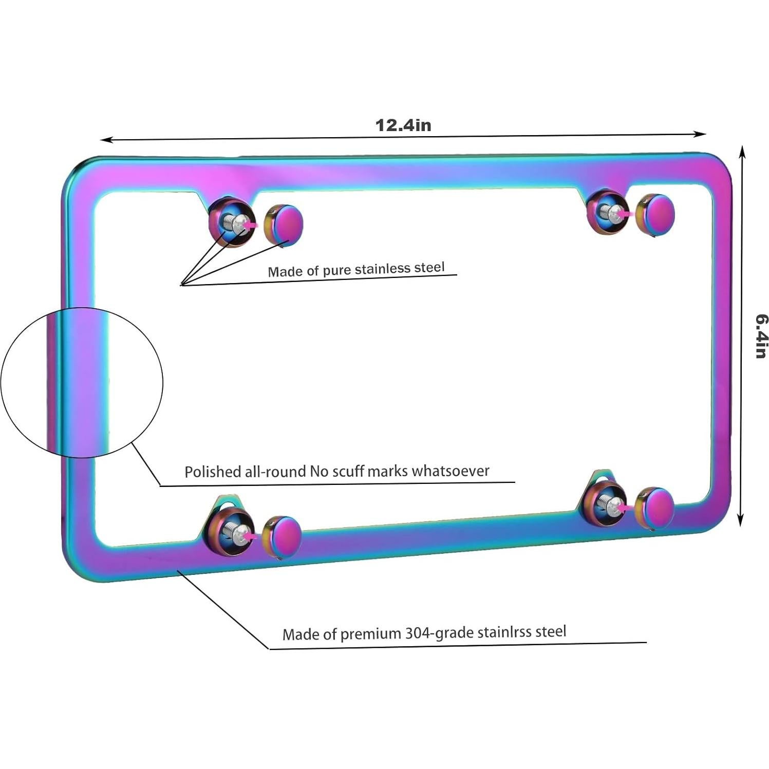 Marco de Placa de Licencia Iridiscente BootupGer - Acero Inoxidable