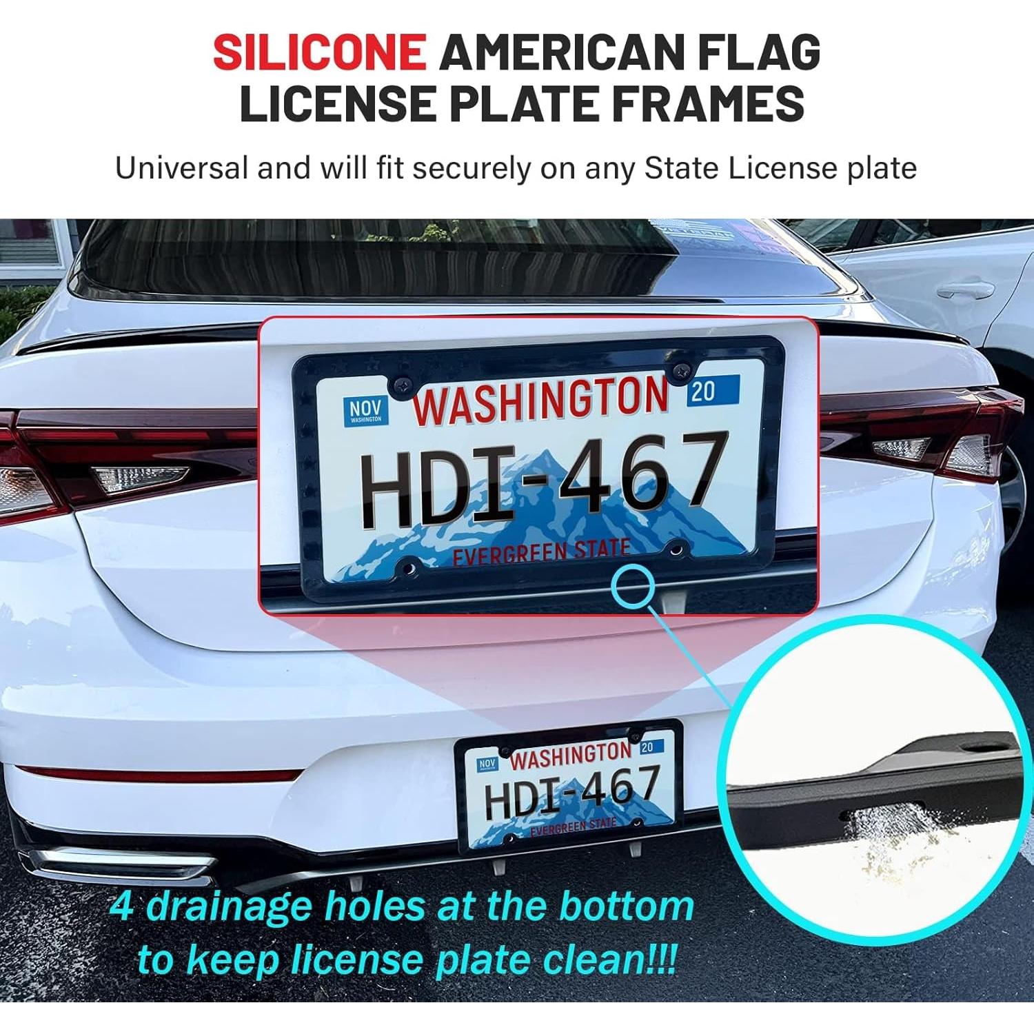 Marco de Placa de Licencia Silicona Red Wolf Bandera EE.UU. 30.5x15.2cm