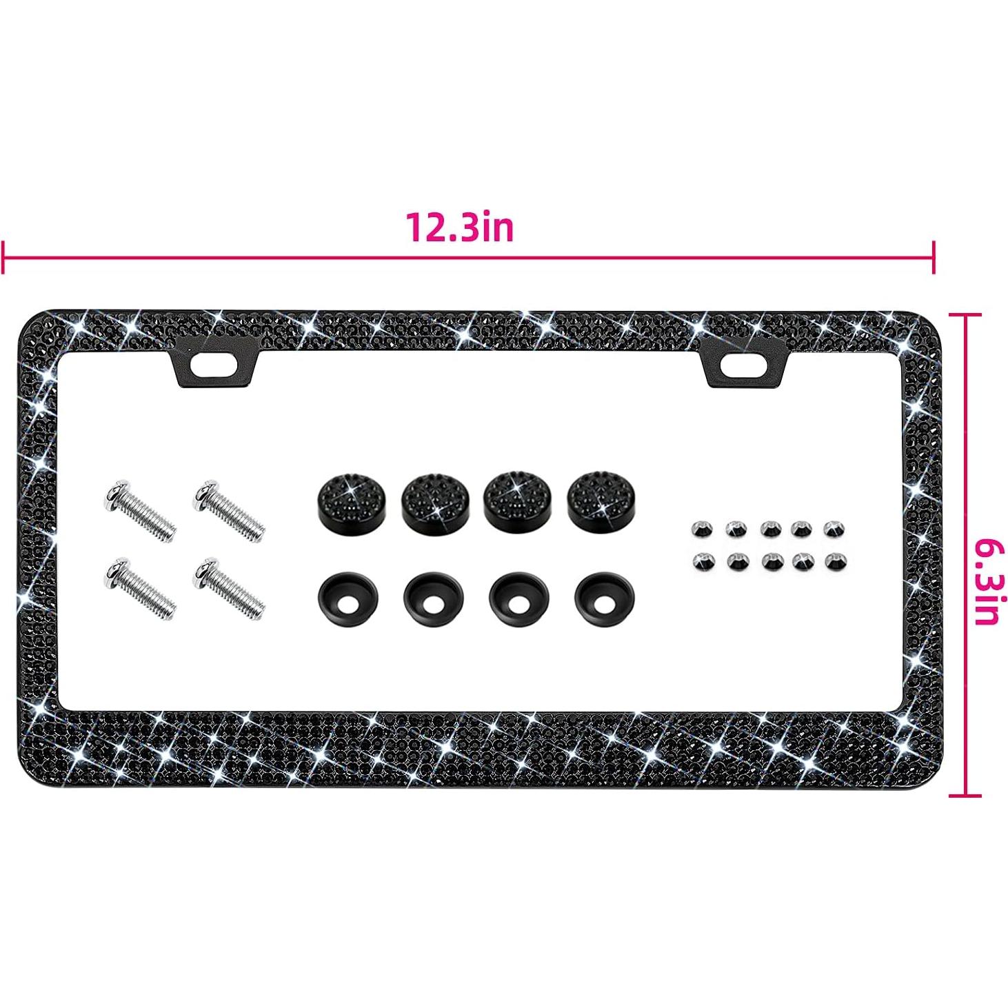 Marco de Placa de Licencia Brillante EWBN con Rhinestones Negro