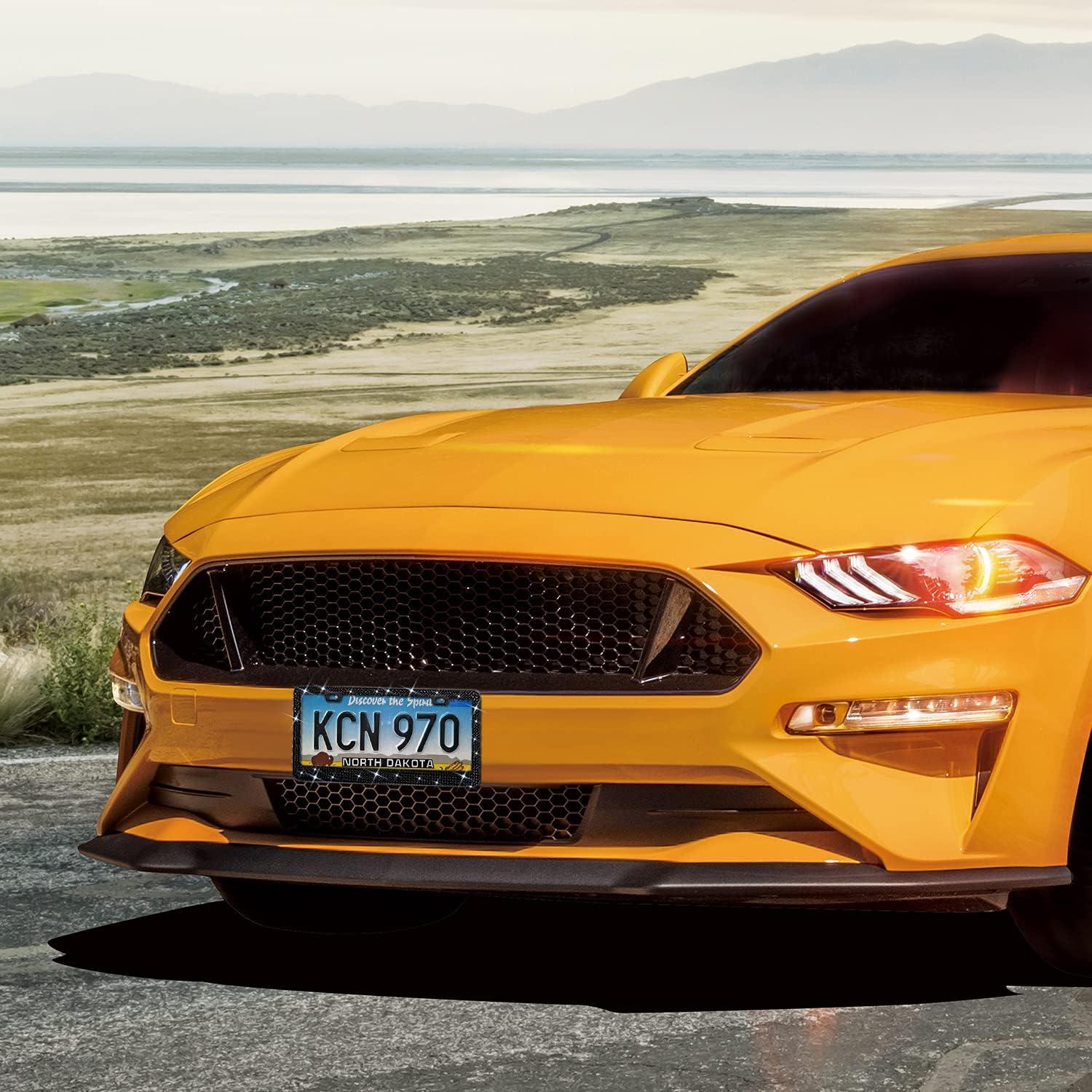 Marco de Placa de Licencia Brillante EWBN con Rhinestones Negro