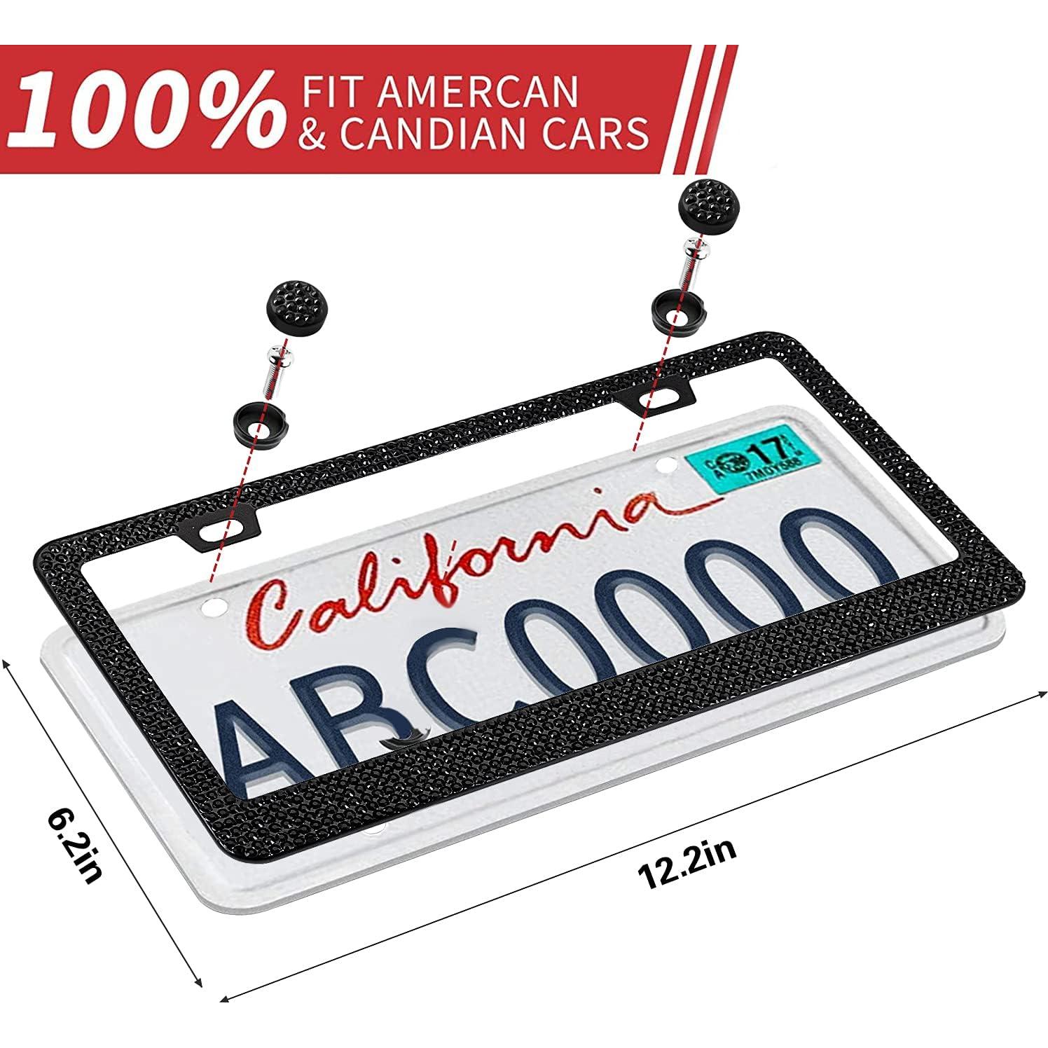 Marco de Placa de Licencia Brillante EWBN con Rhinestones Negro