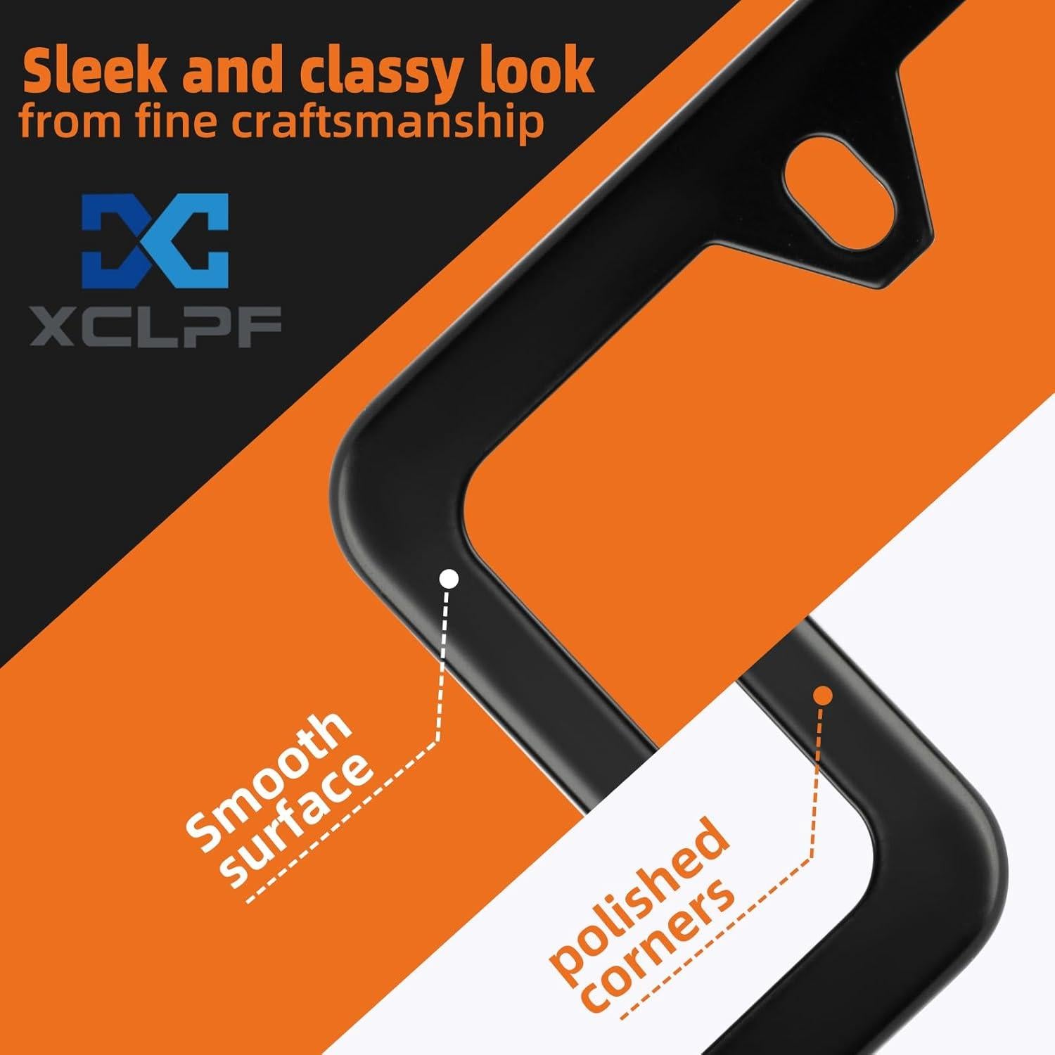 Marcos de Placa de Licencia XCLPF Negro Mate 2 Piezas Acero Inoxidable