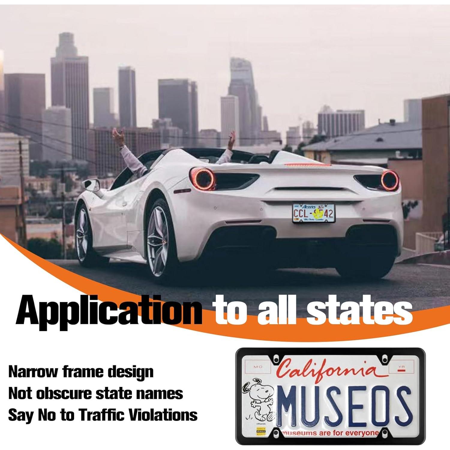 Marcos de Placa de Licencia XCLPF Negro Mate 2 Piezas Acero Inoxidable