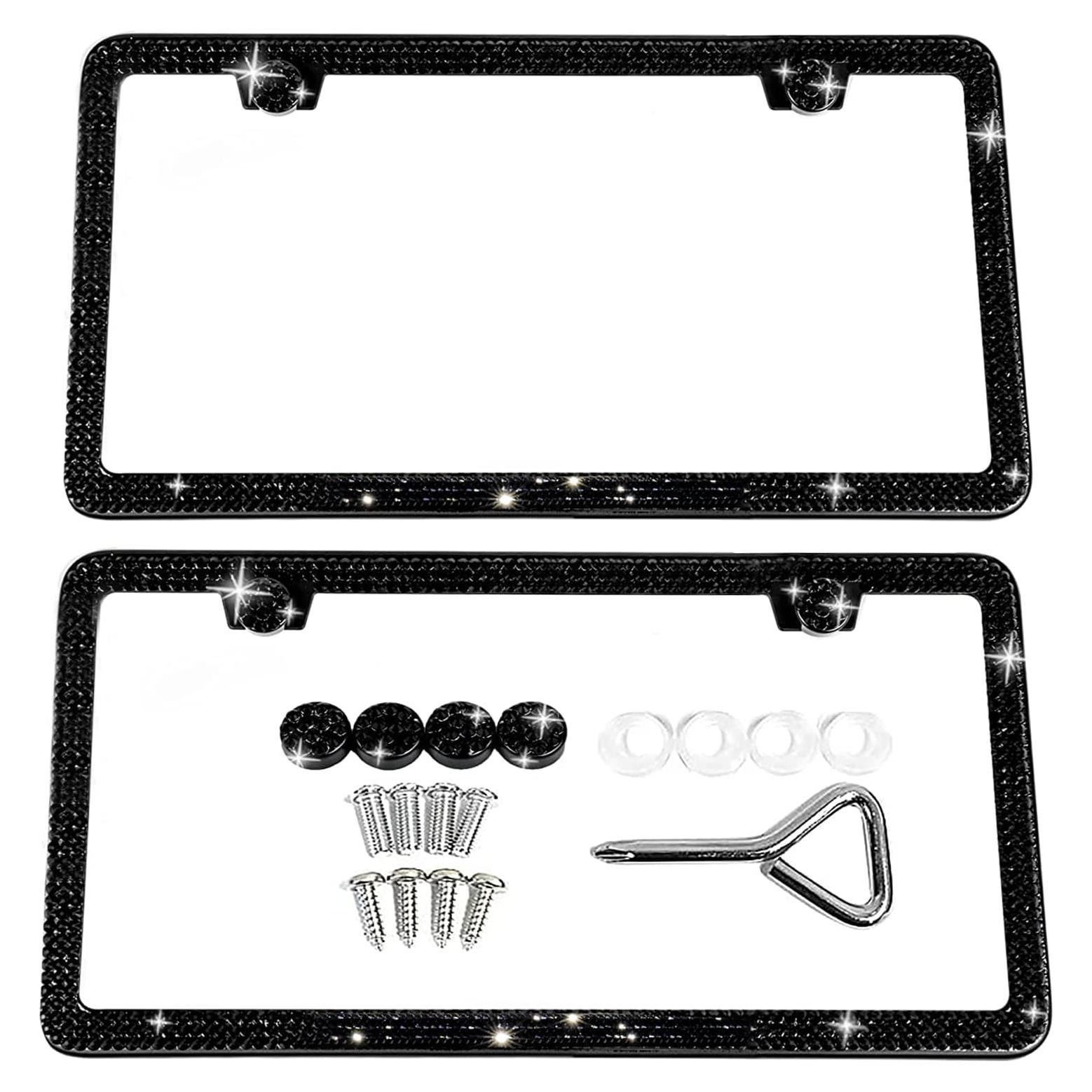 Marco de Placa de Licencia Brillante SunplusTrade Negro 2 Pzas