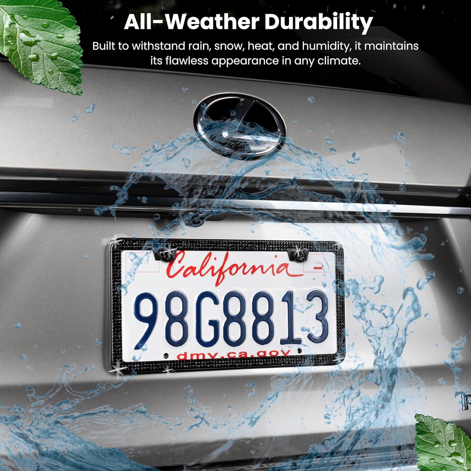 Marco de Placa de Licencia Brillante SunplusTrade Negro 2 Pzas