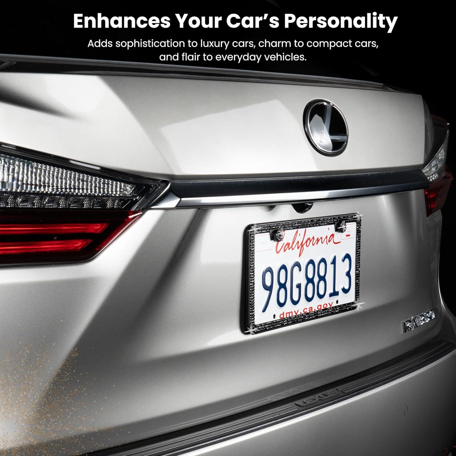 Marco de Placa de Licencia Brillante SunplusTrade Negro 2 Pzas