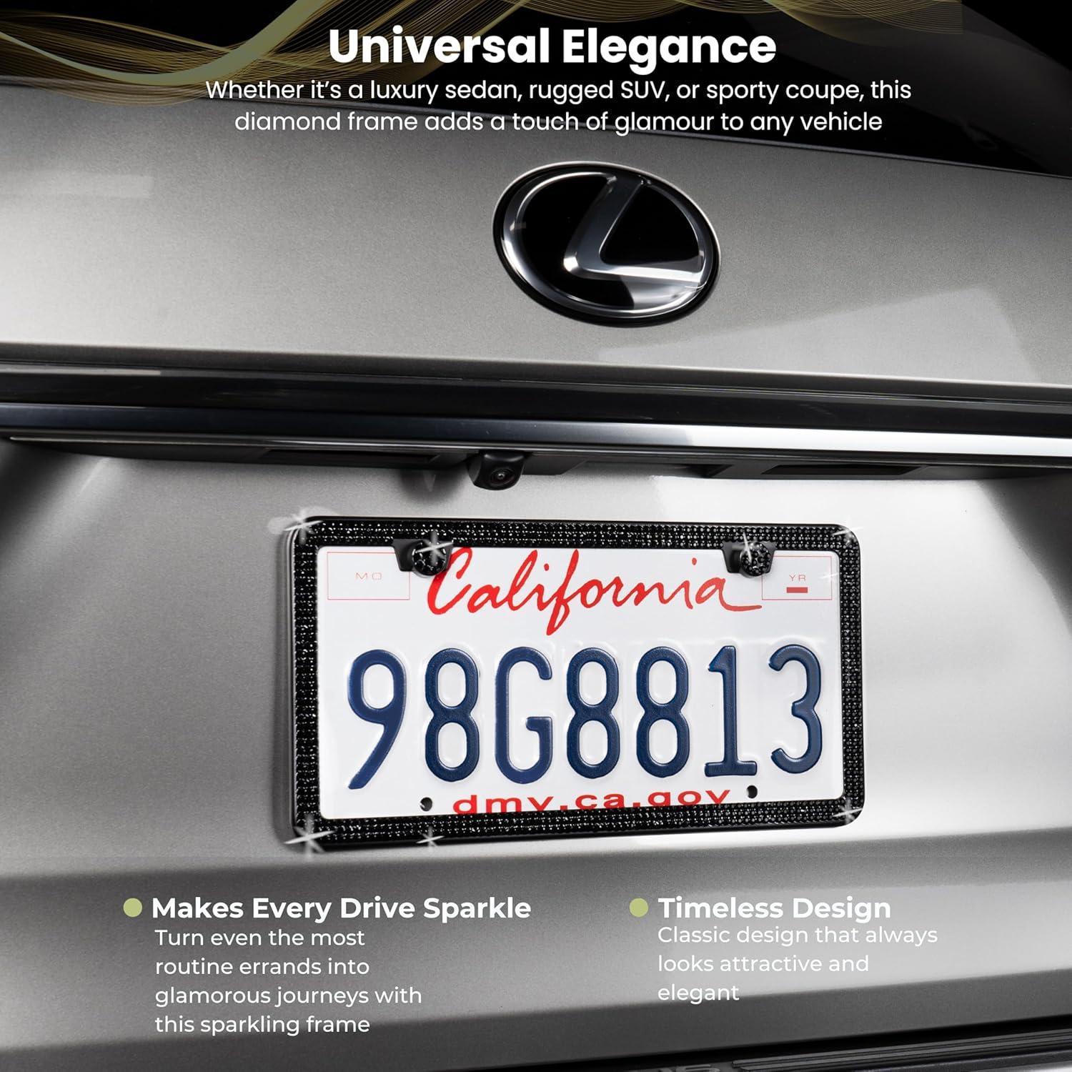 Marco de Placa de Licencia Brillante SunplusTrade Negro 2 Pzas