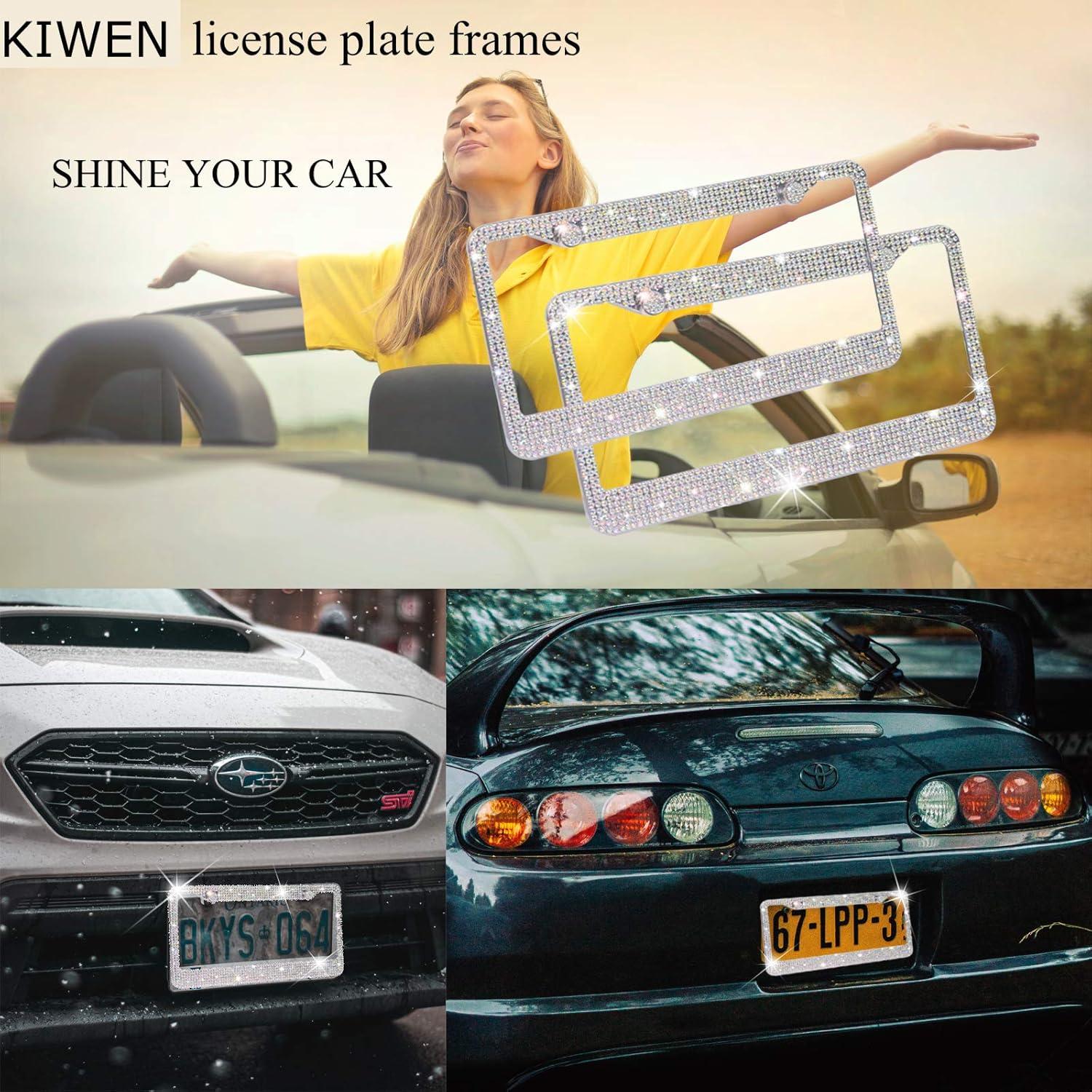 Marcos de Placas de Licencia Brillantes KIWEN - 2 Paquetes