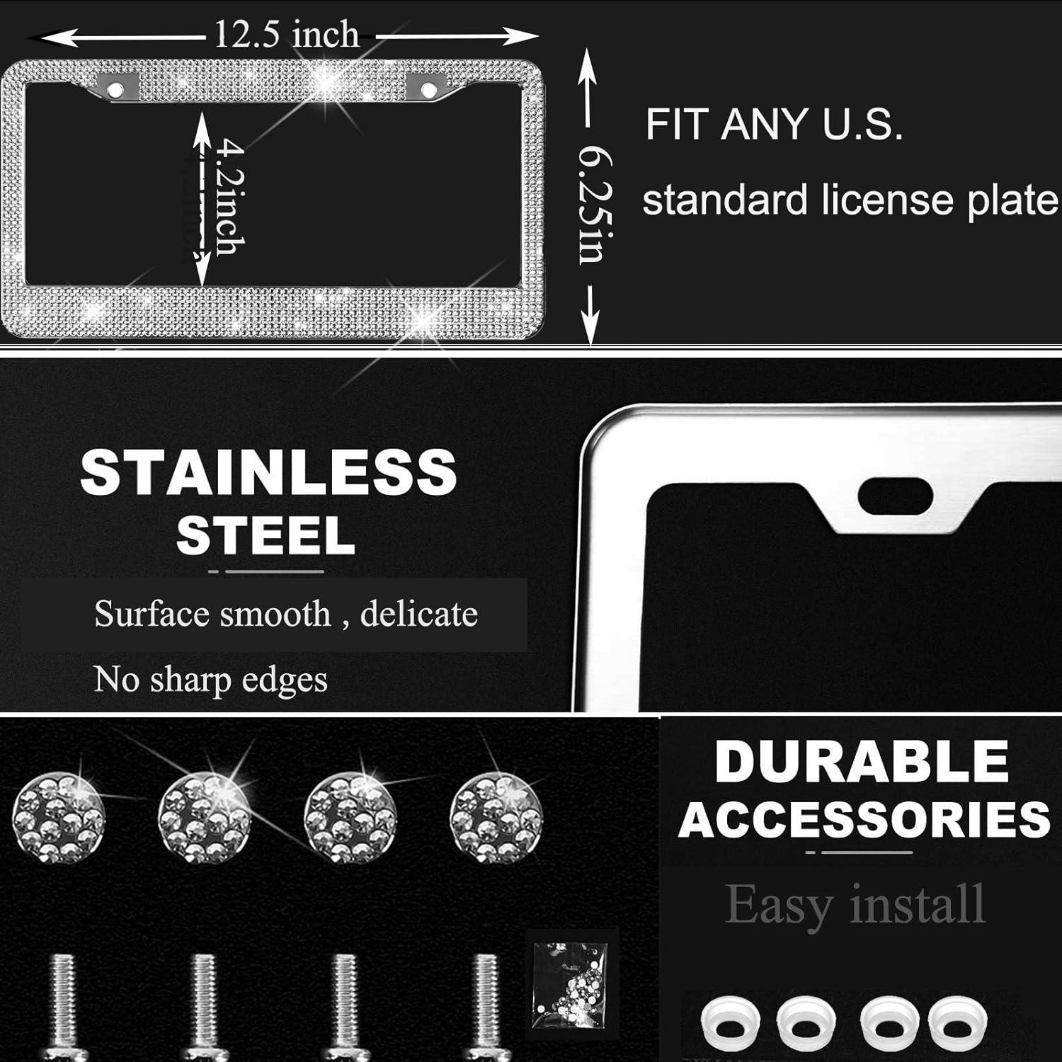 Marcos de Placas de Licencia Brillantes KIWEN - 2 Paquetes