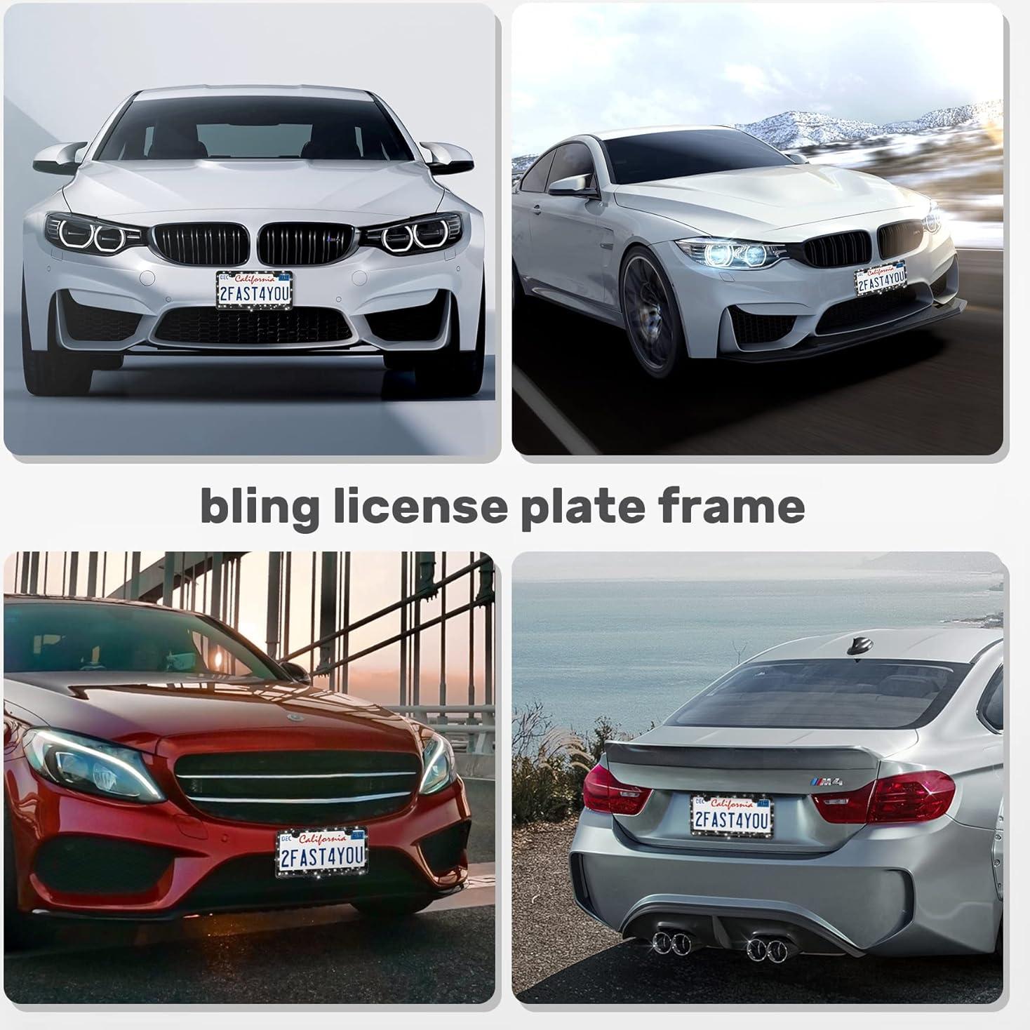 Marco de Placa de Licencia Brillante QUANQIUFEI Negro 32x17 cm