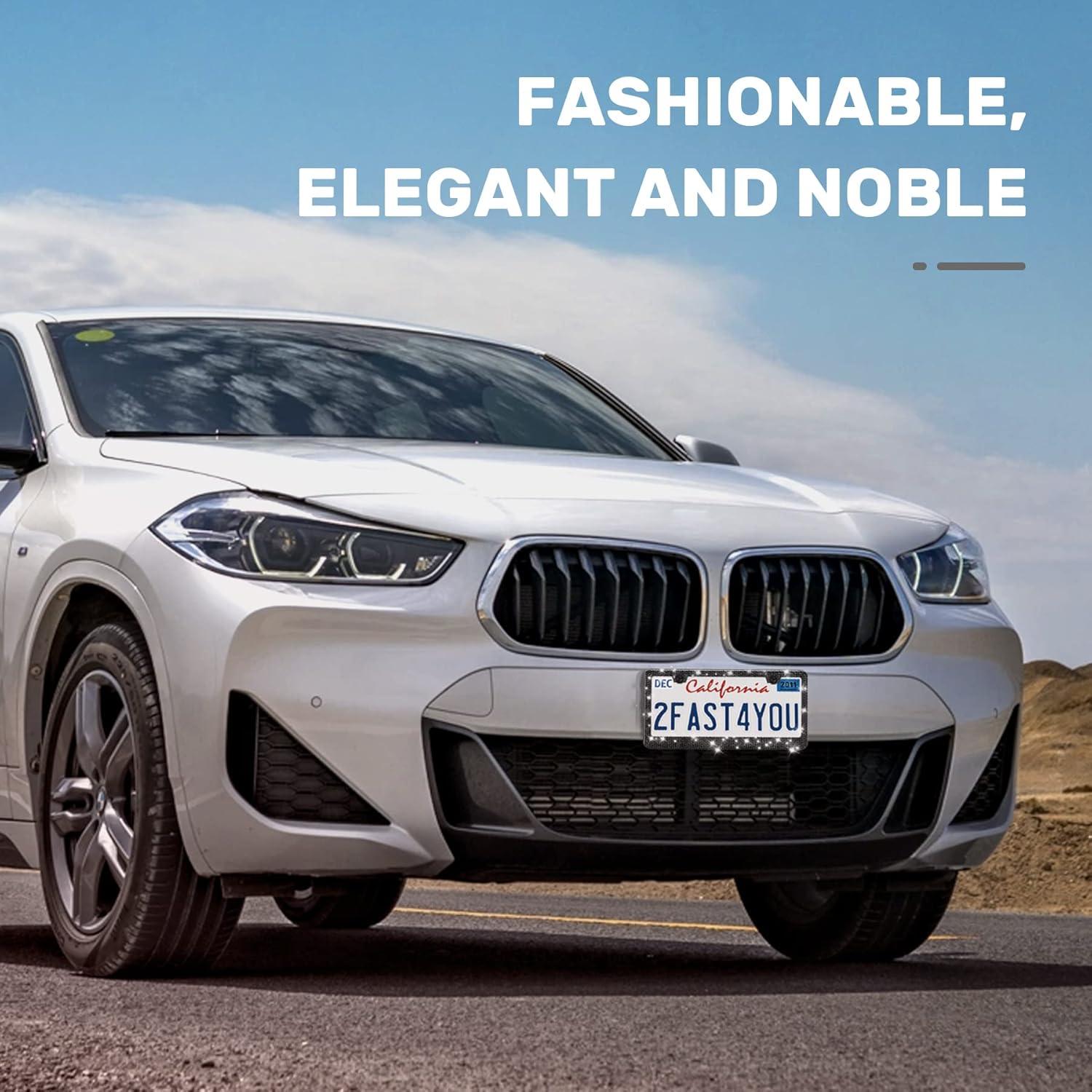 Marco de Placa de Licencia Brillante QUANQIUFEI Negro 32x17 cm