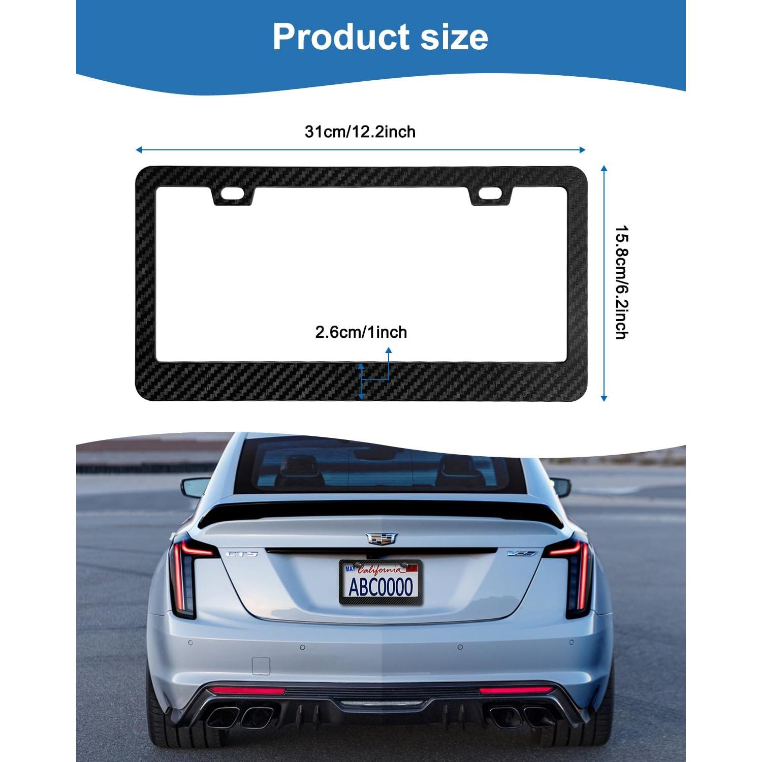 Marcos de Placa de Licencia FBJTDQ Fibra de Carbono Negro - Paquete de 2