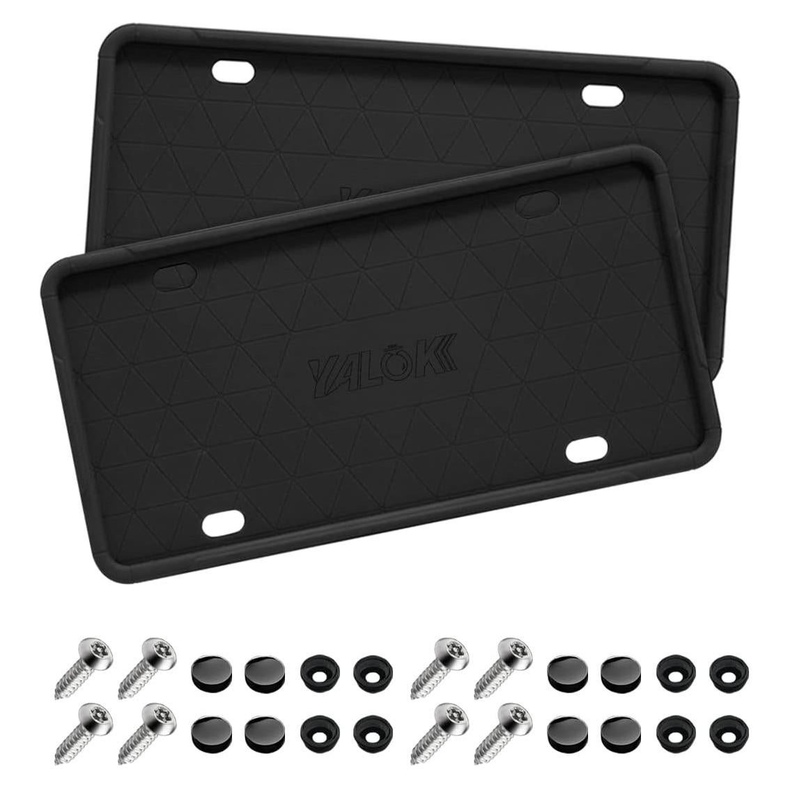Marco de Placa de Licencia de Silicona YALOK 2PCS Negro