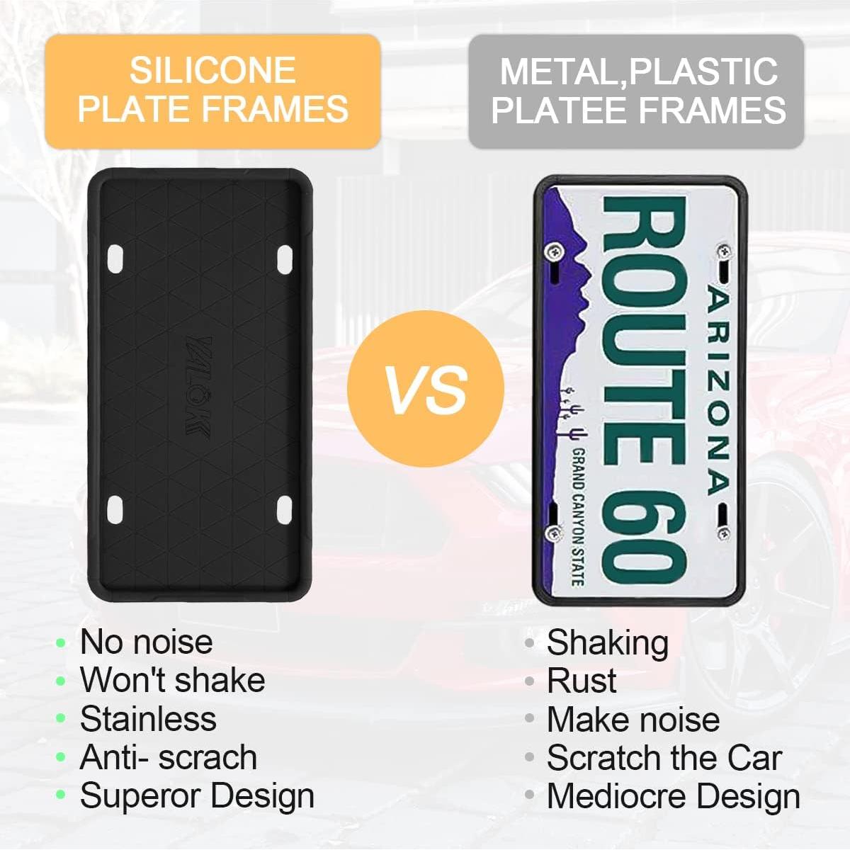 Marco de Placa de Licencia de Silicona YALOK 2PCS Negro