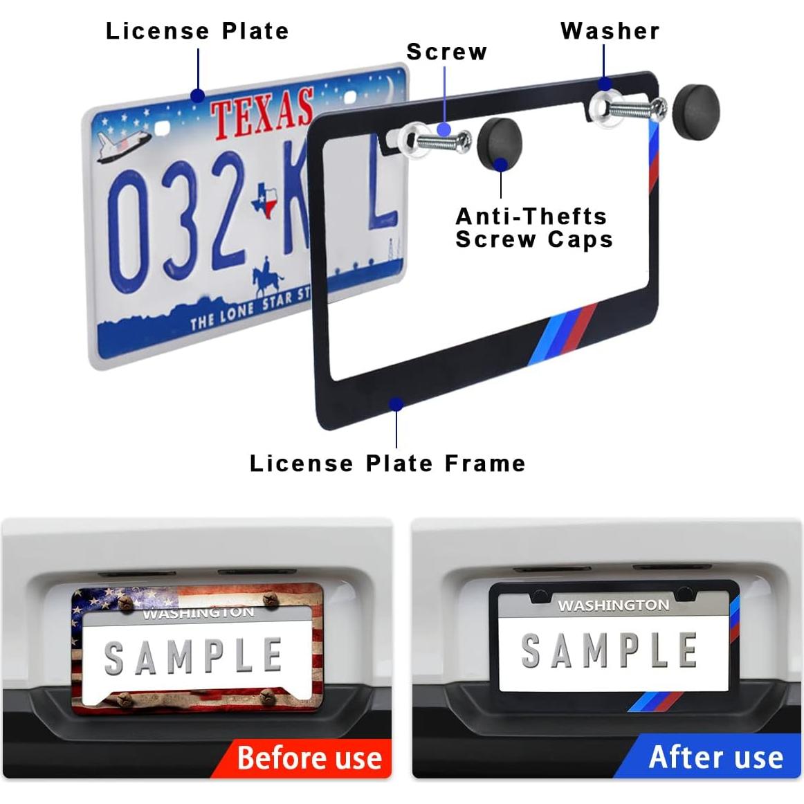 Marco de Placa de Licencia BMW GZSH Mate Azul 31.1x15.9 cm