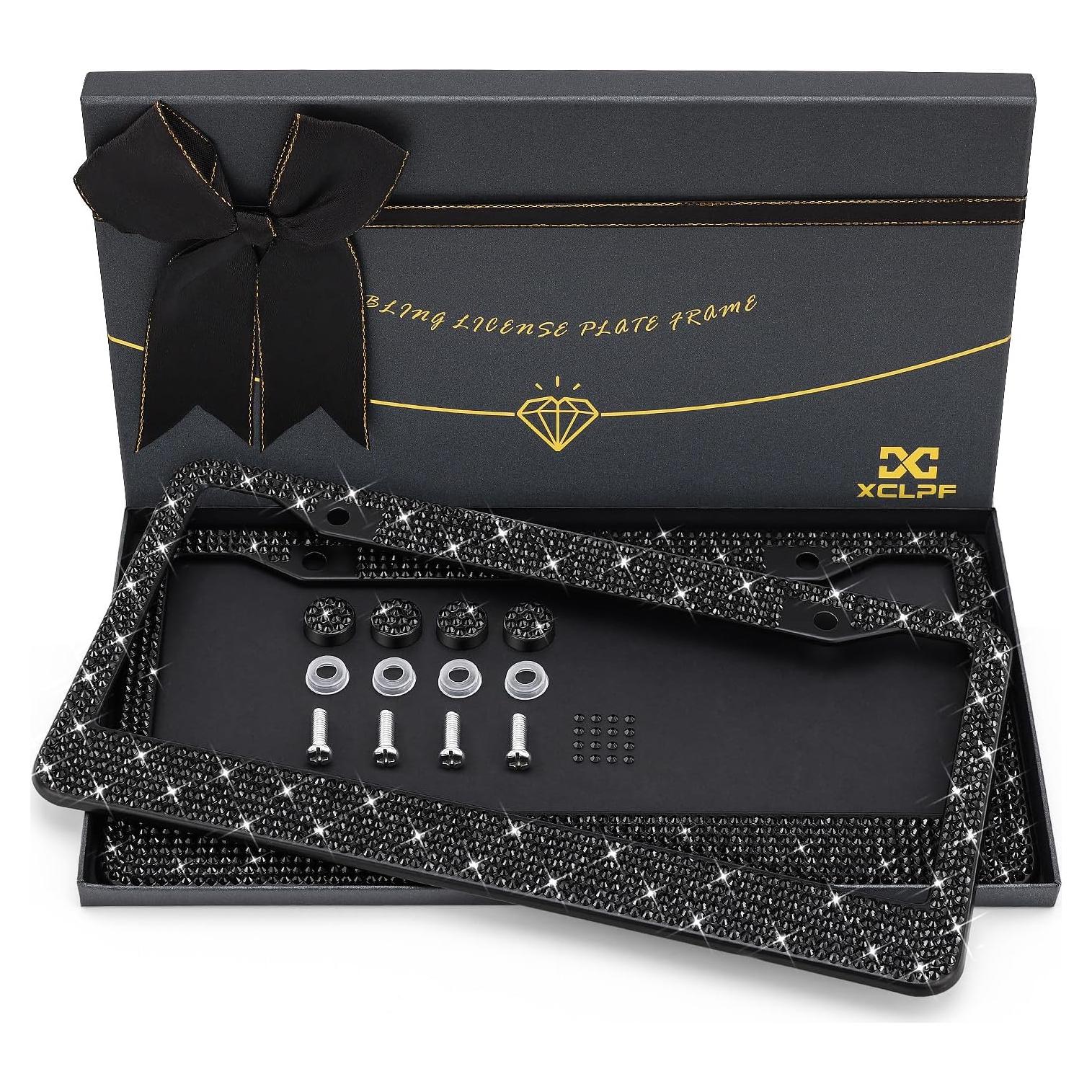 Marco de Placa de Licencia Brillante XCLPF con Rhinestones