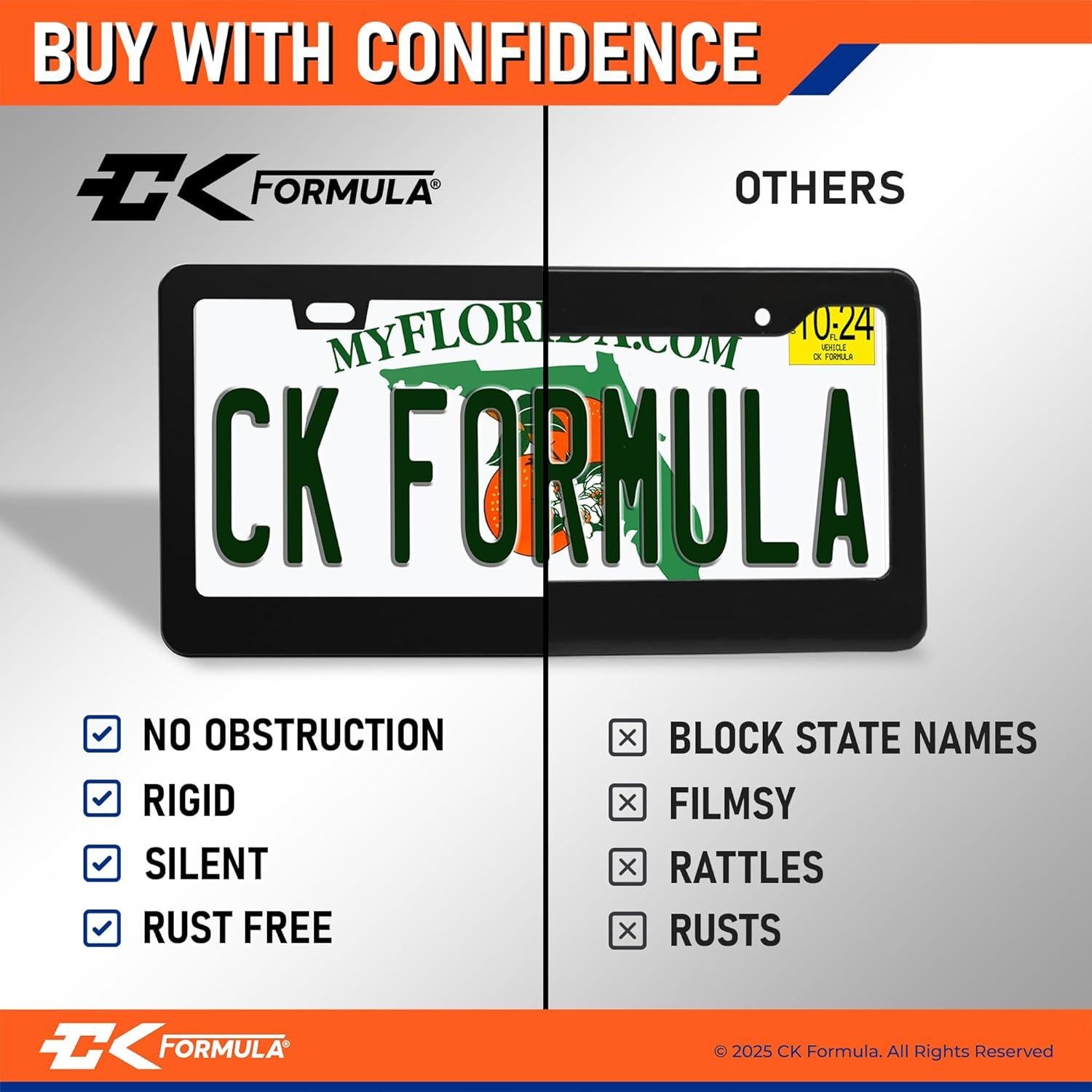 Marcos de Placas de Licencia CK FORMULA Negro Mate - Paquete de 2