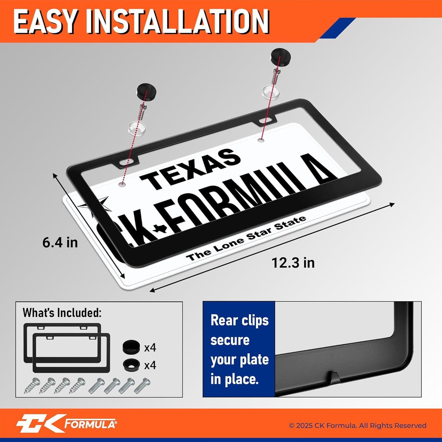 Marcos de Placas de Licencia CK FORMULA Negro Mate - Paquete de 2