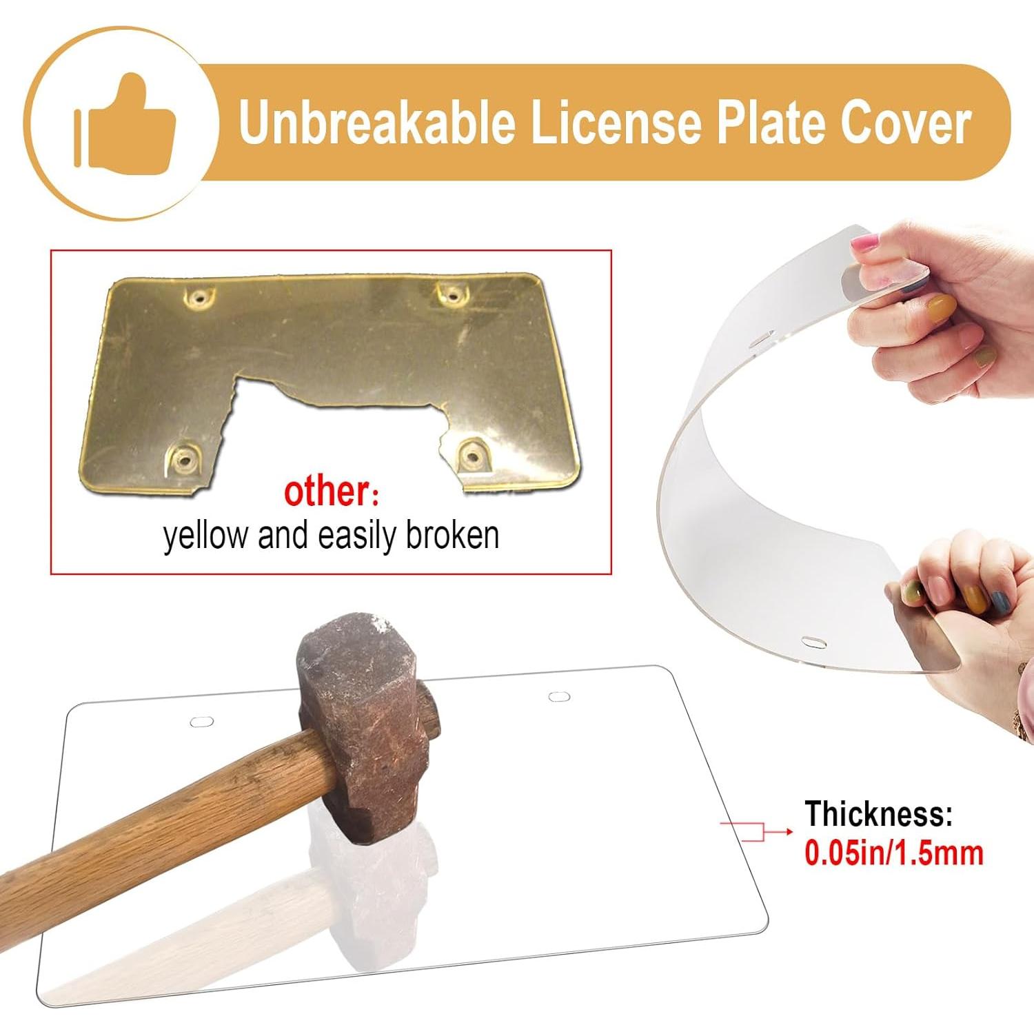 Marco de Placa de Licencia AOOTF Acero Inoxidable Negro 2 Juegos