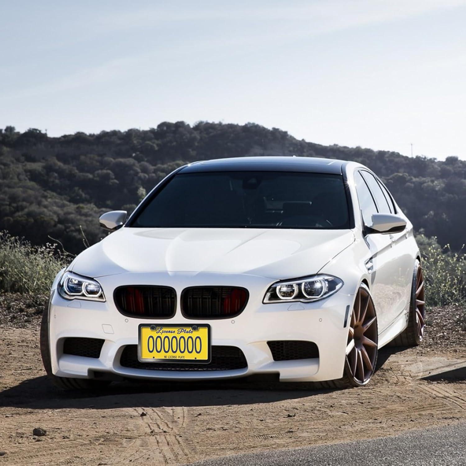 Marco de Placa de Licencia AOOTF Acero Inoxidable Negro 2 Juegos