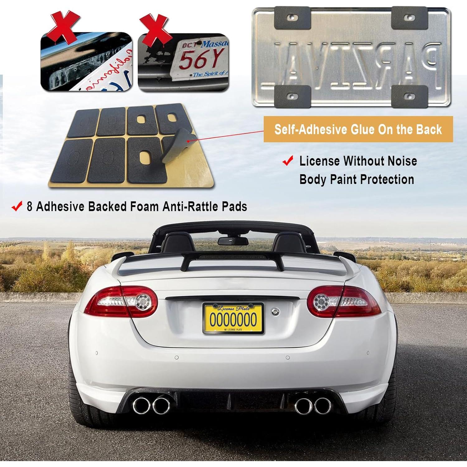 Marco de Placa de Licencia AOOTF Acero Inoxidable Negro 2 Juegos