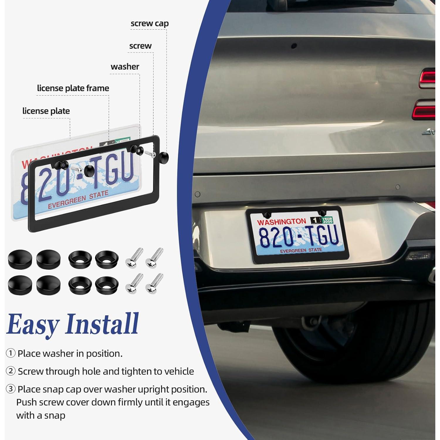 Paquete de 2 Marcos de Placa de Licencia OKLPF Aluminio Negro